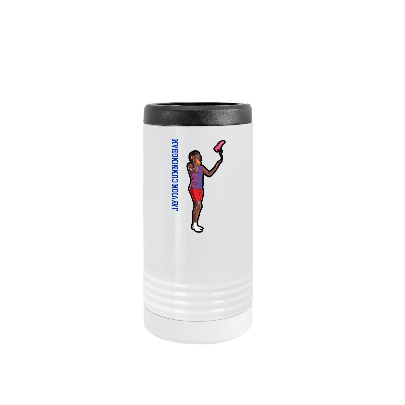 Slim Beverage Holder — Name Vertical in White
