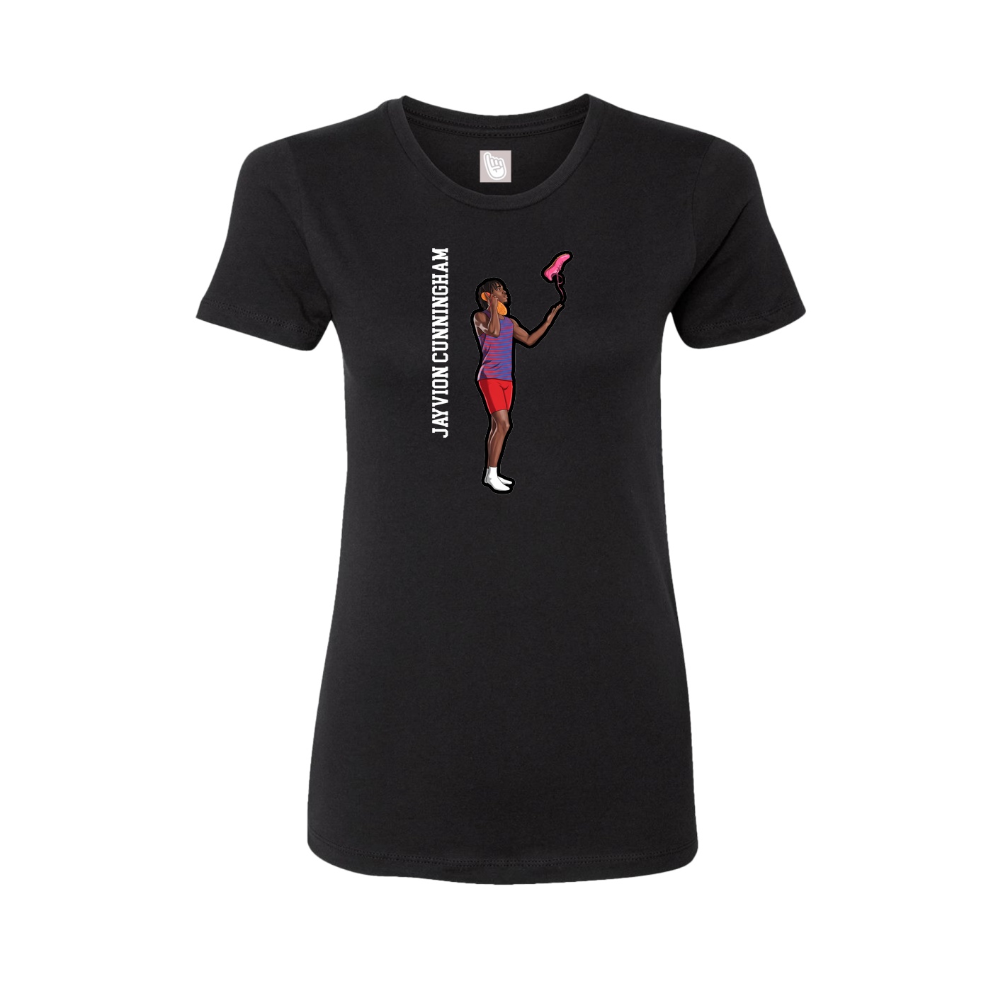 Fitted Women's Tee — Name Vertical in Black