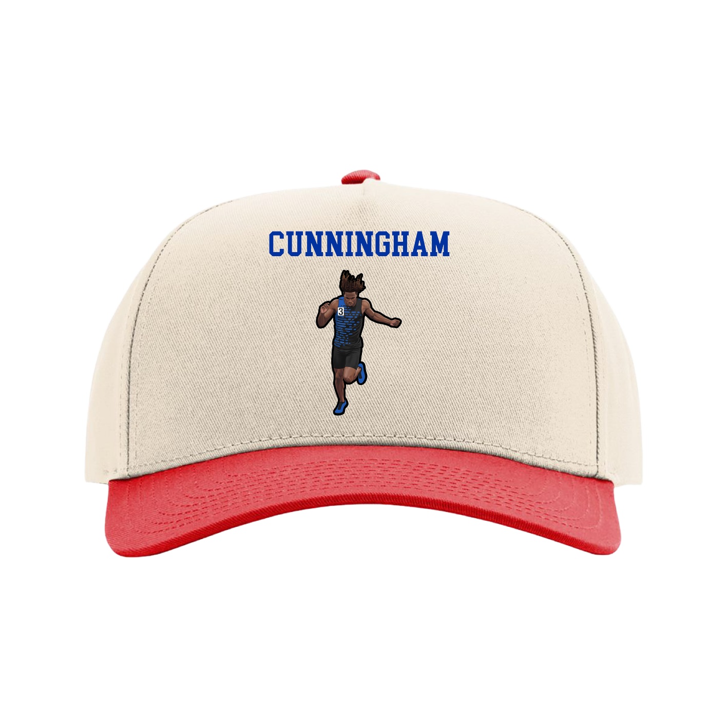 Full Fabric Five-Panel Champ Cap — Shirsey in Cream/Red
