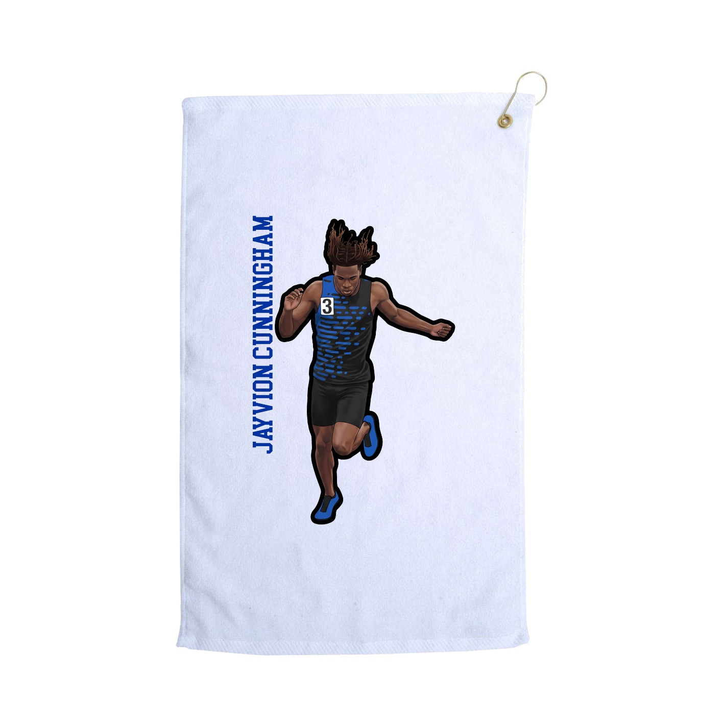 Golf Towel — Name Vertical in White