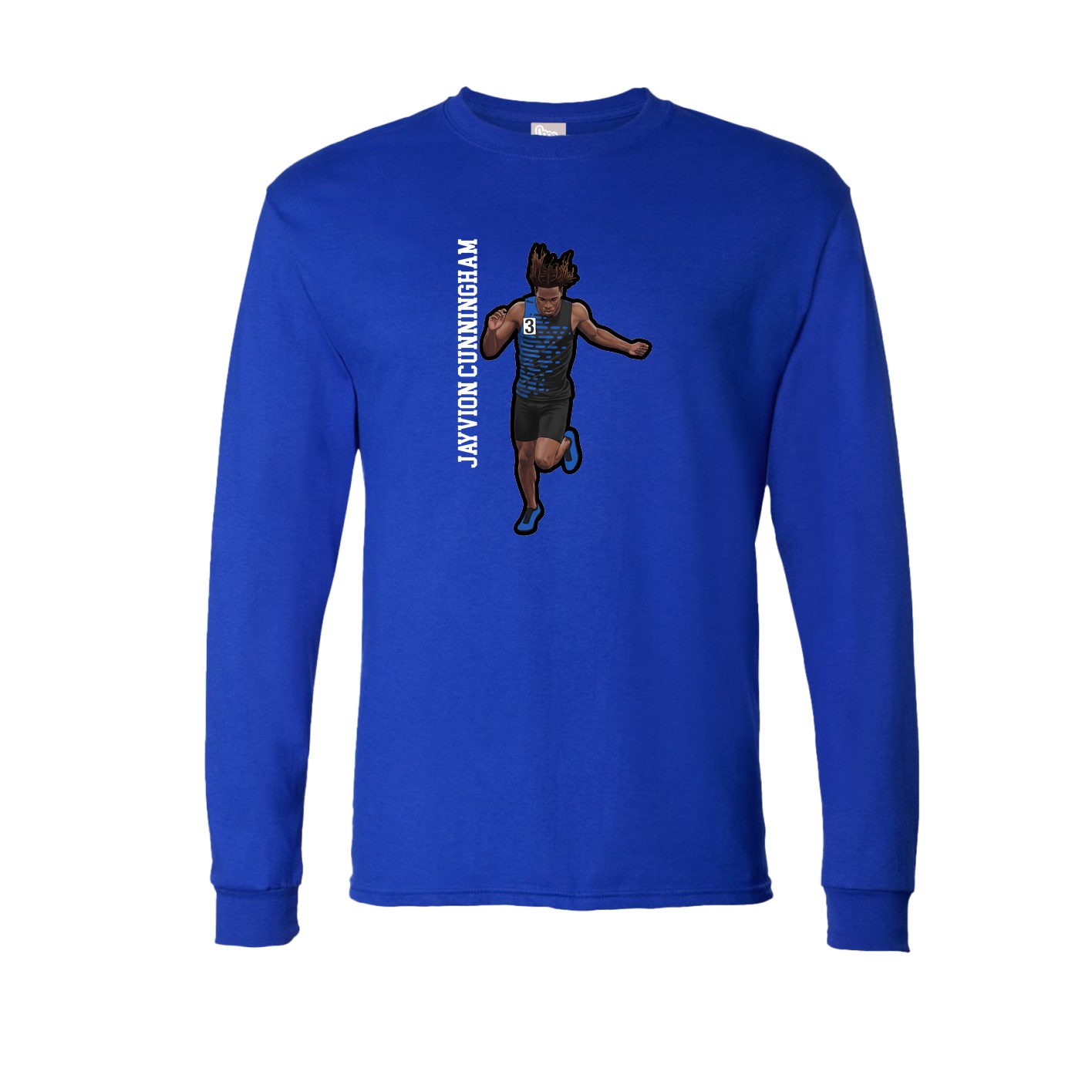 Long Sleeve Tee — Name Vertical in Royal