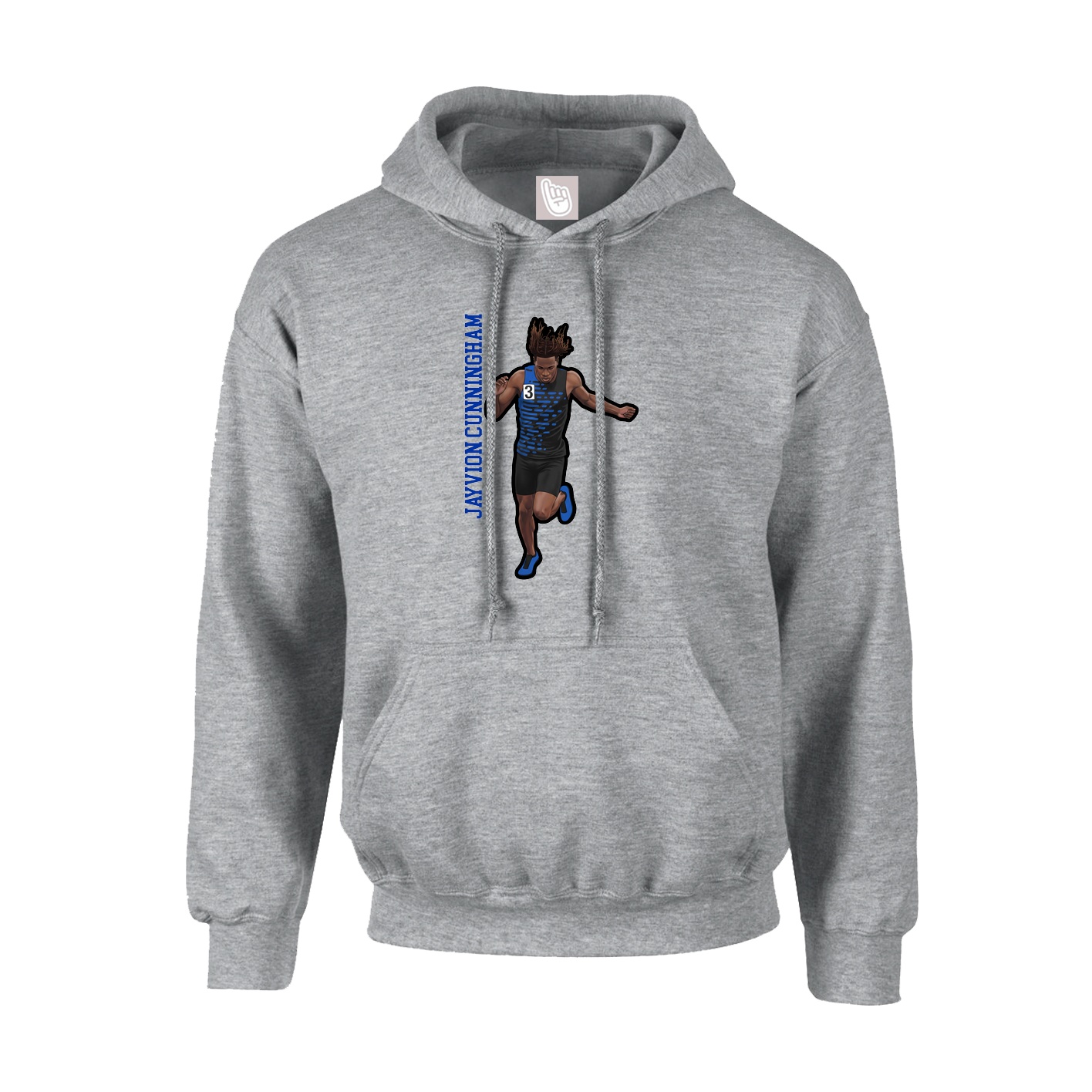 Hoodie — Name Vertical in Grey