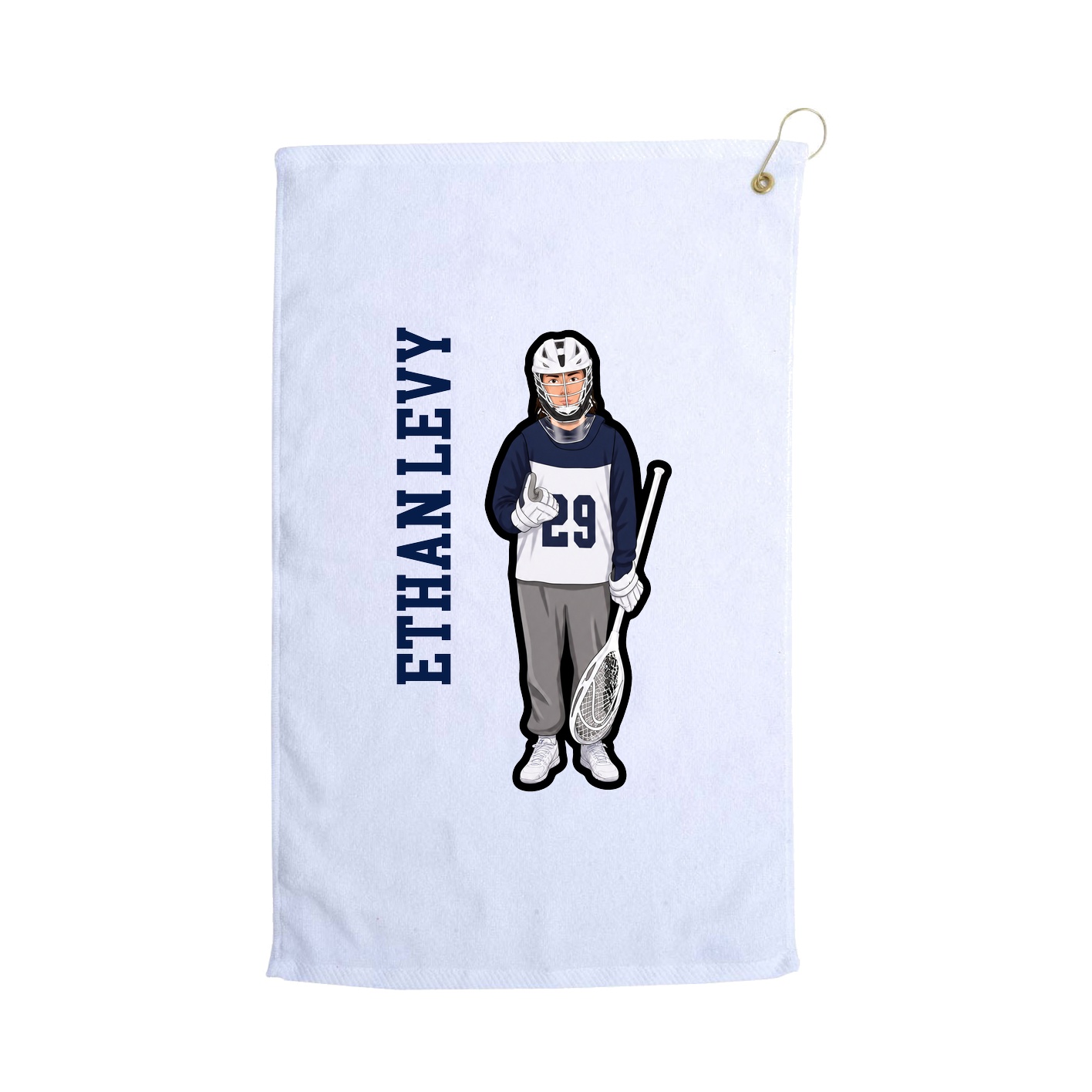 Golf Towel — Name Vertical in White