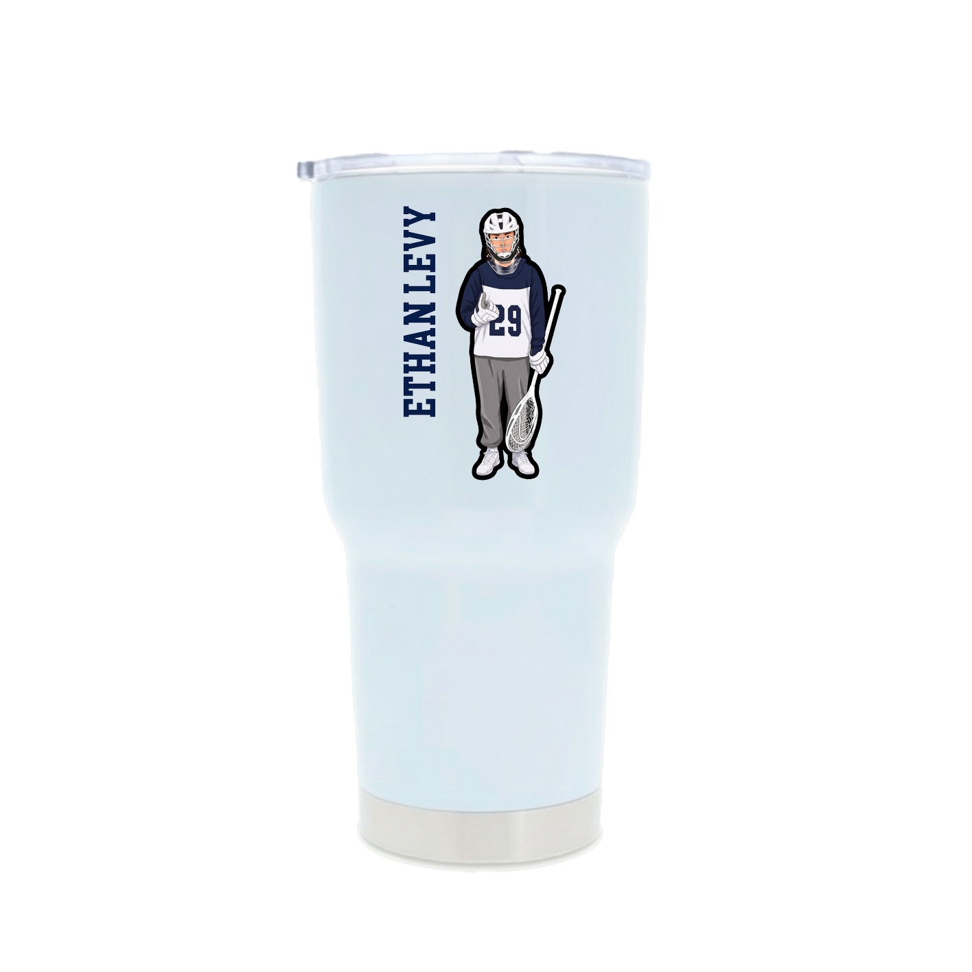 30oz Stainless Steel Tumbler — Name Vertical in White