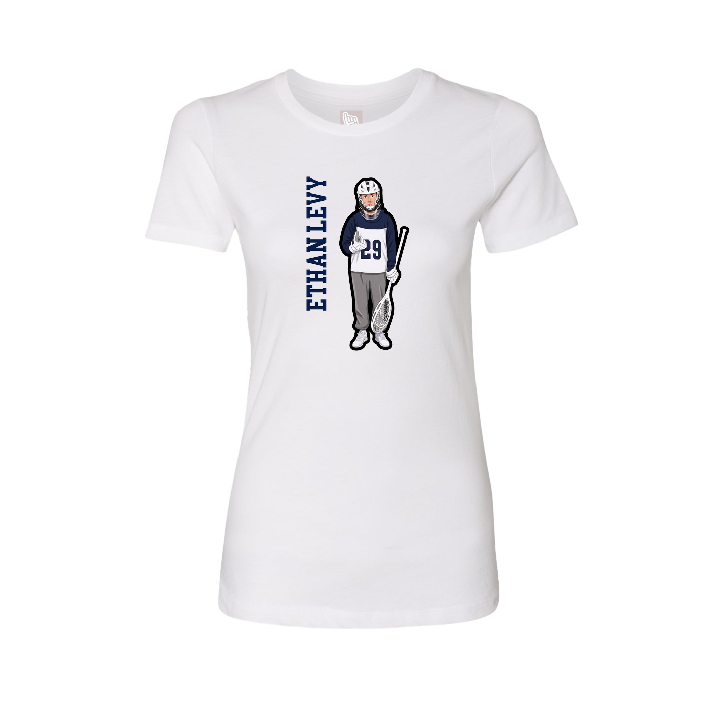 Fitted Women's Tee — Name Vertical in White