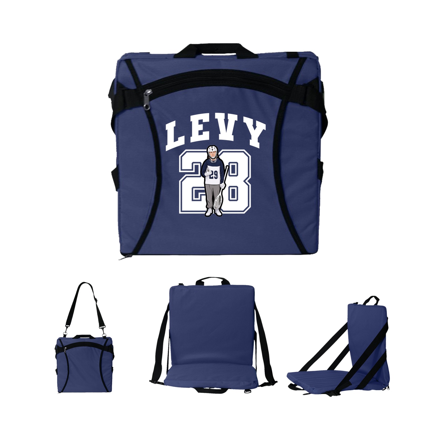 Folding Stadium Seat — Number in Navy