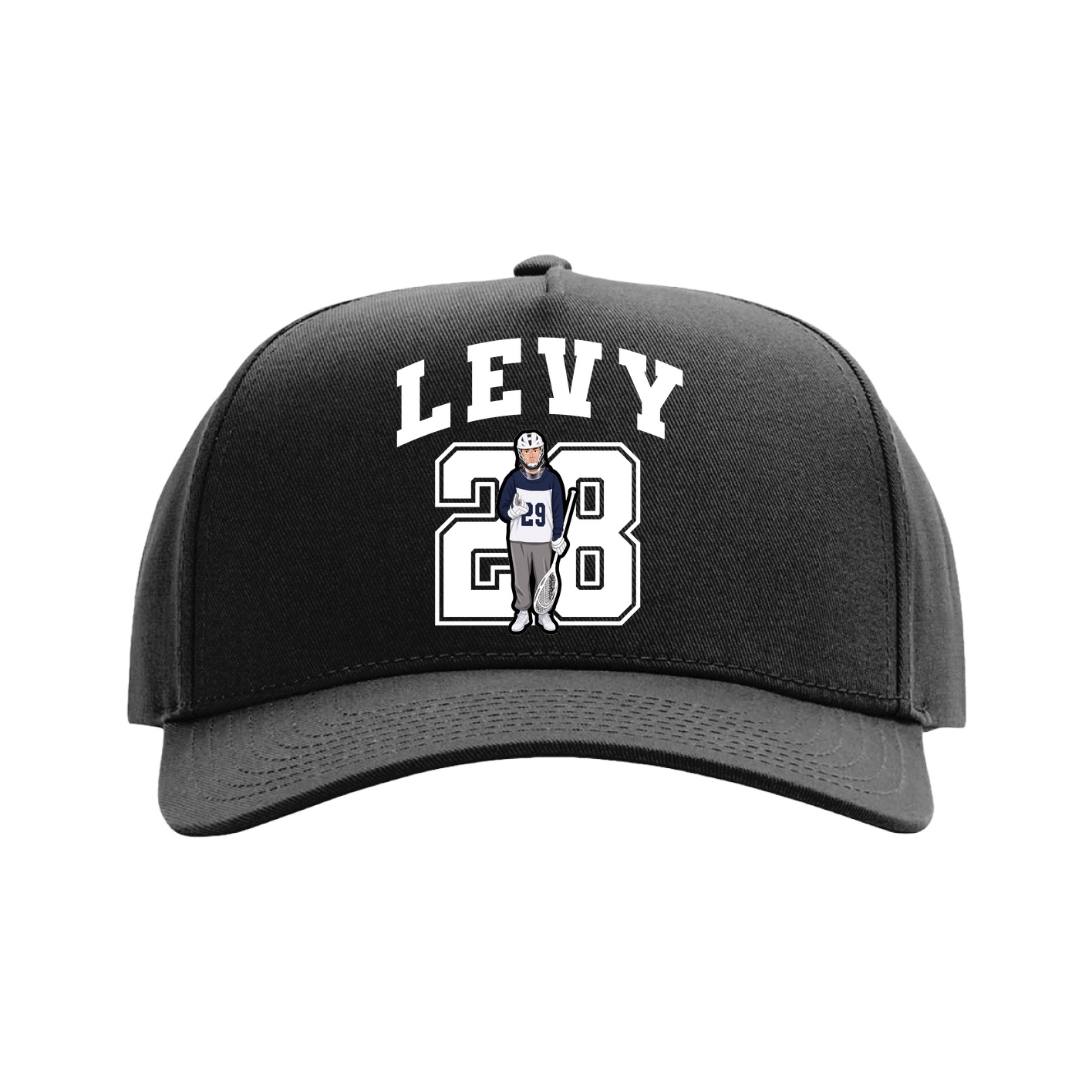 Full Fabric Five-Panel Champ Cap — Number in Black
