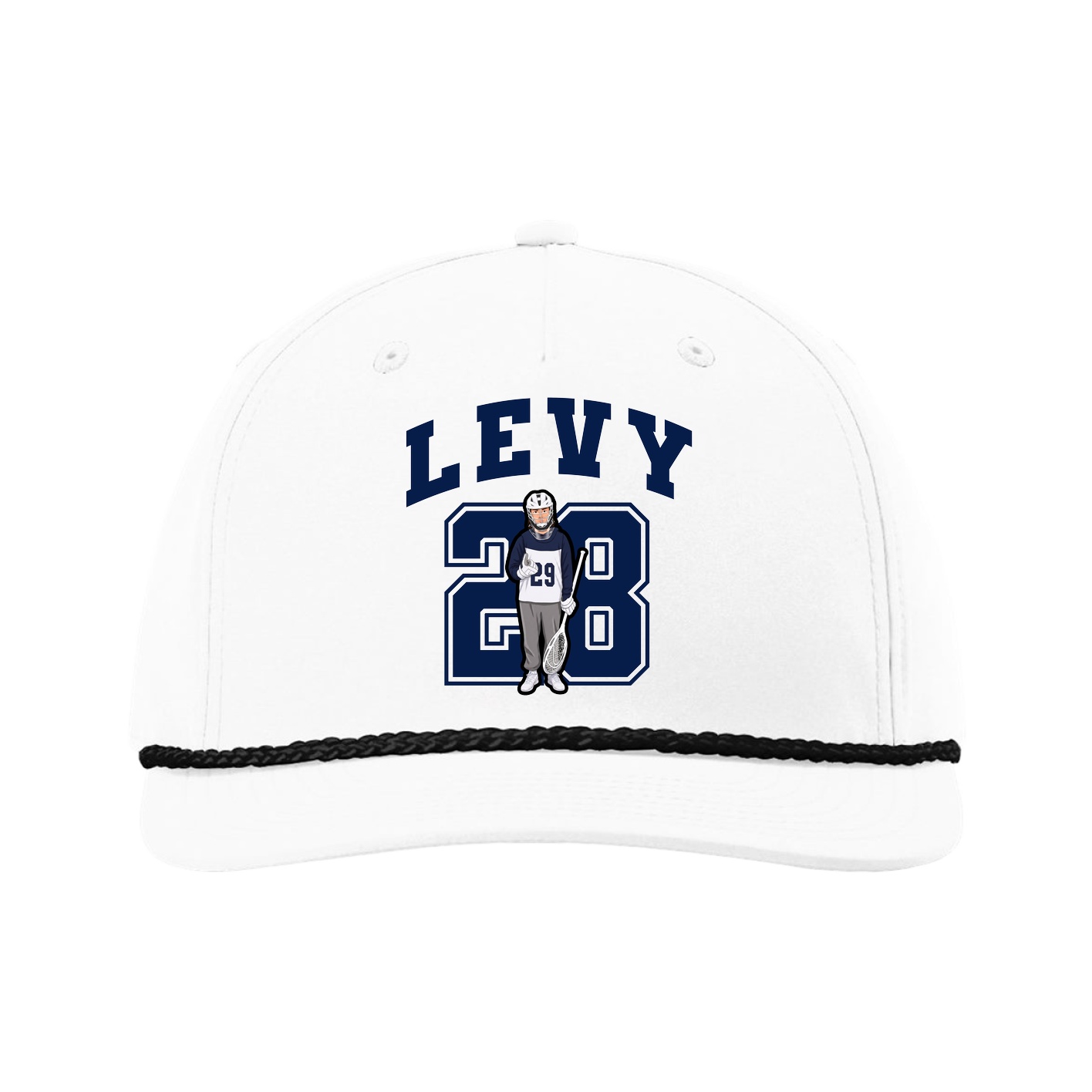 Five-Panel Classic Rope Cap — Number in White