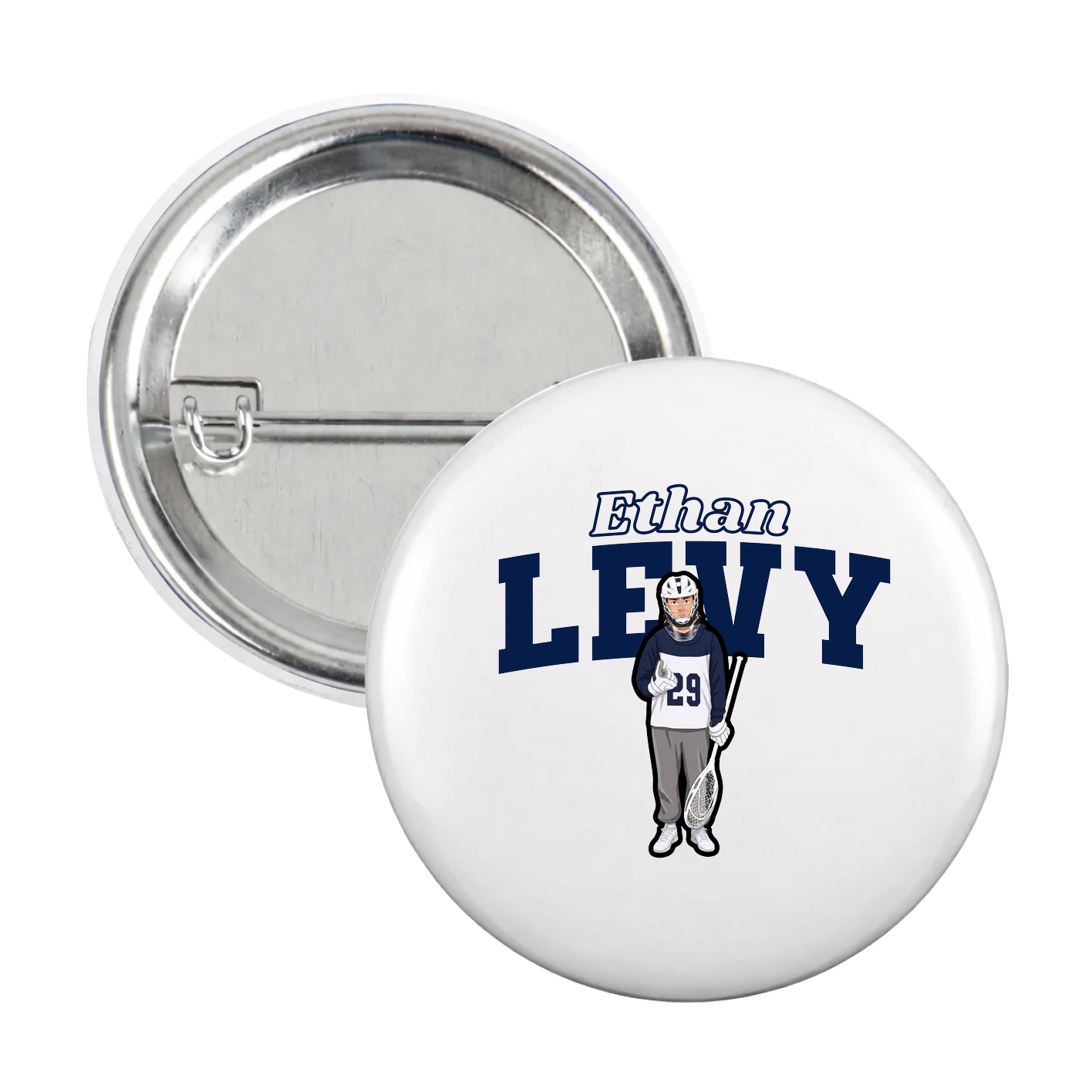 Game Day Button — Name Arch in White