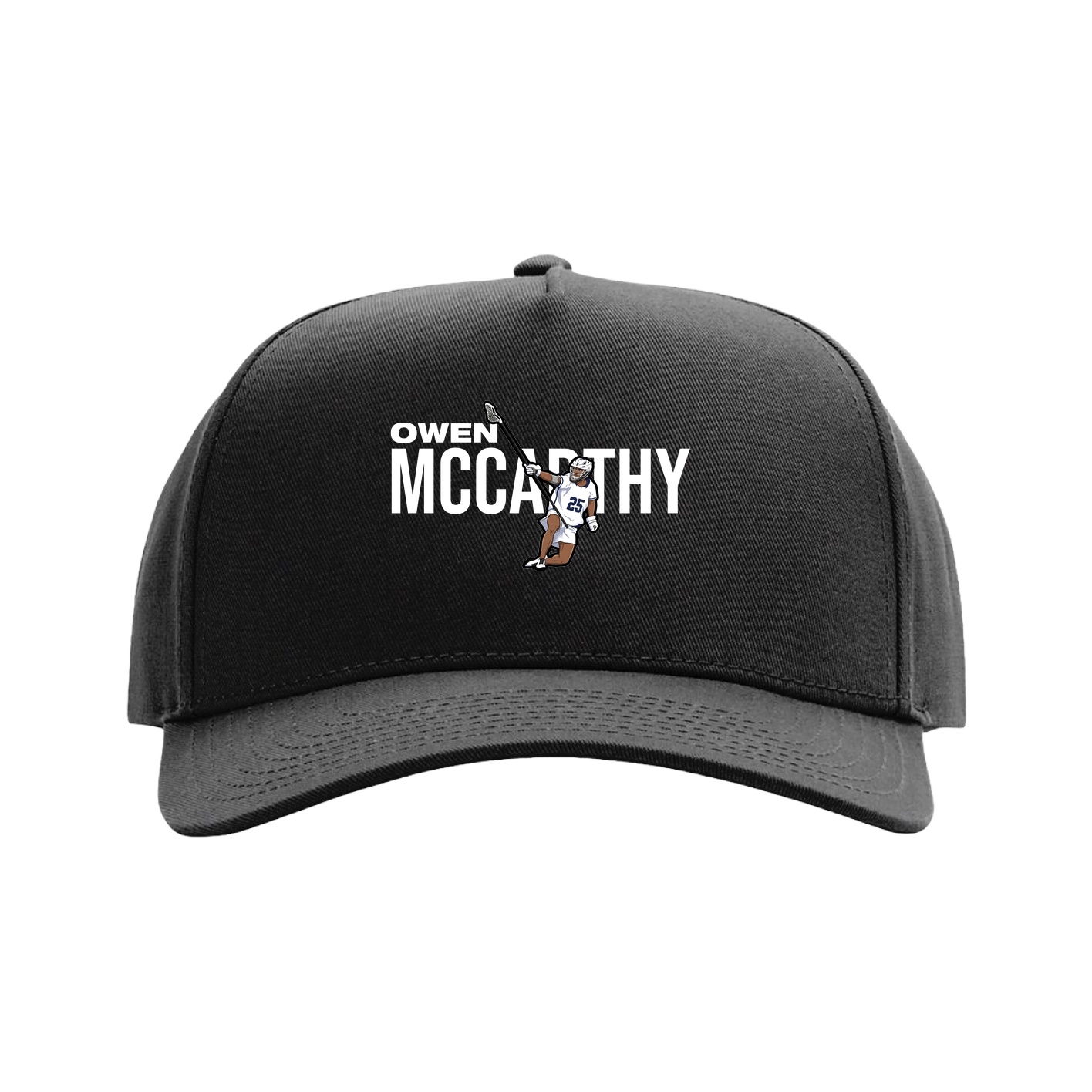 Full Fabric Five-Panel Champ Cap — Player Name in Black