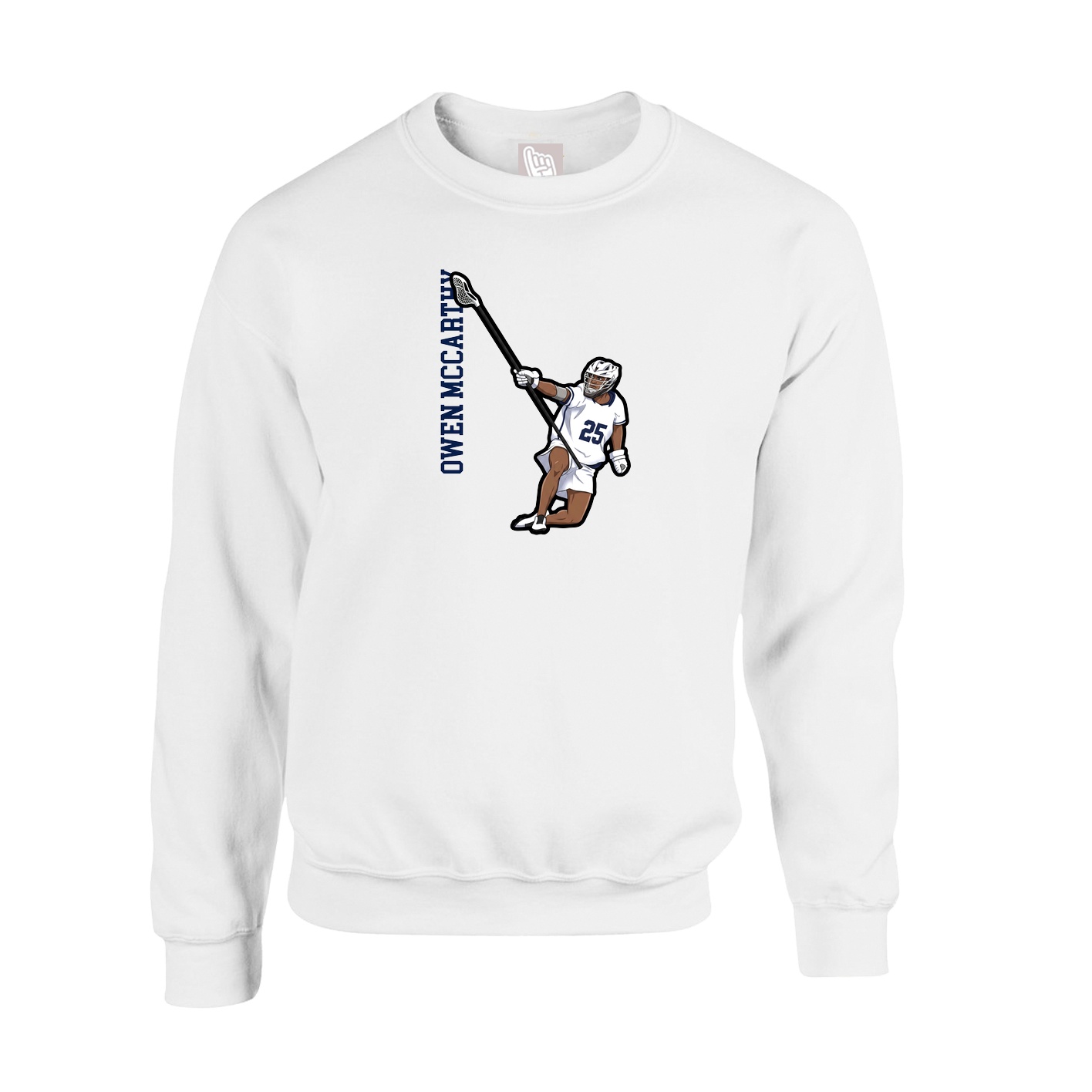 Fleece Crew — Name Vertical in White