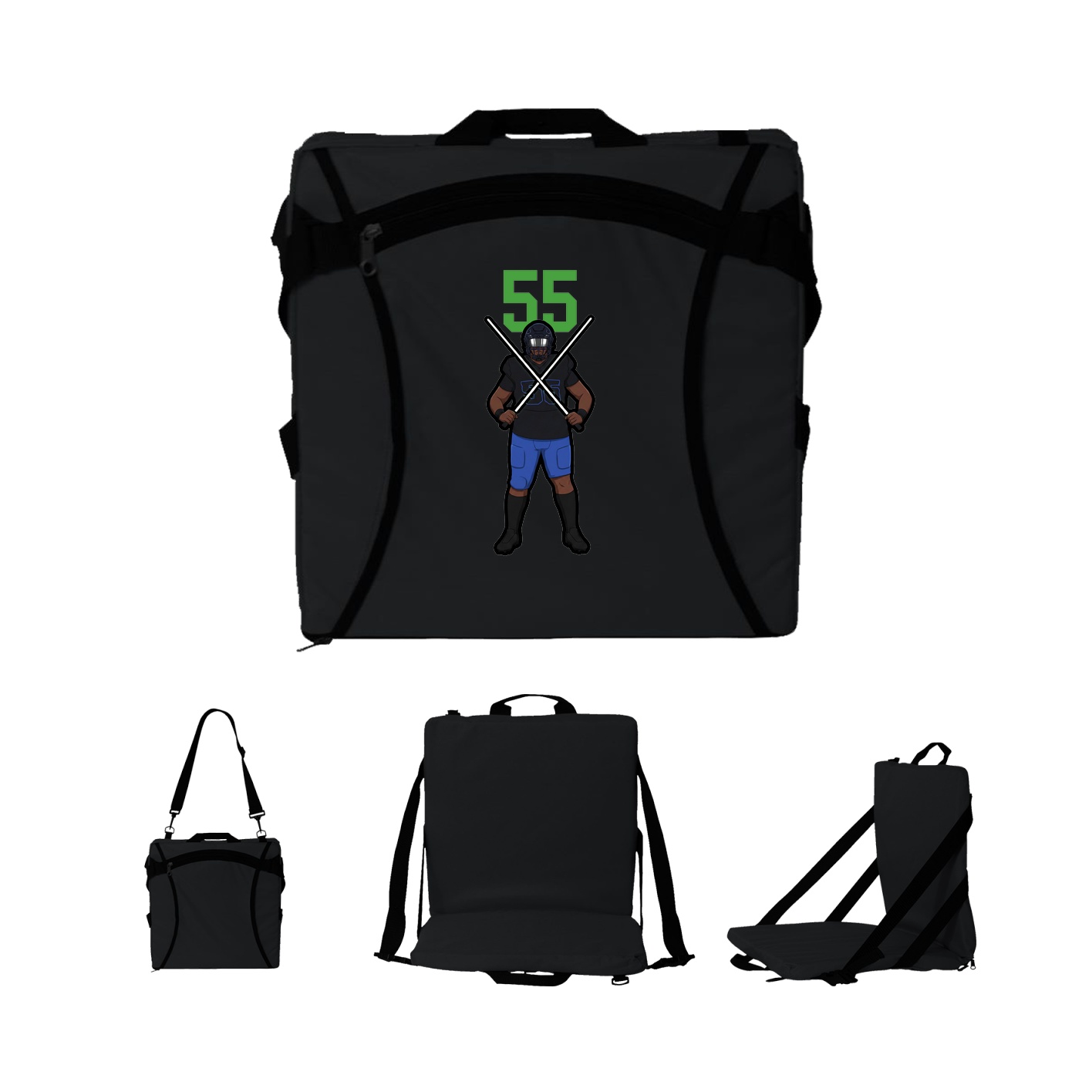 Folding Stadium Seat — Number Top in Black