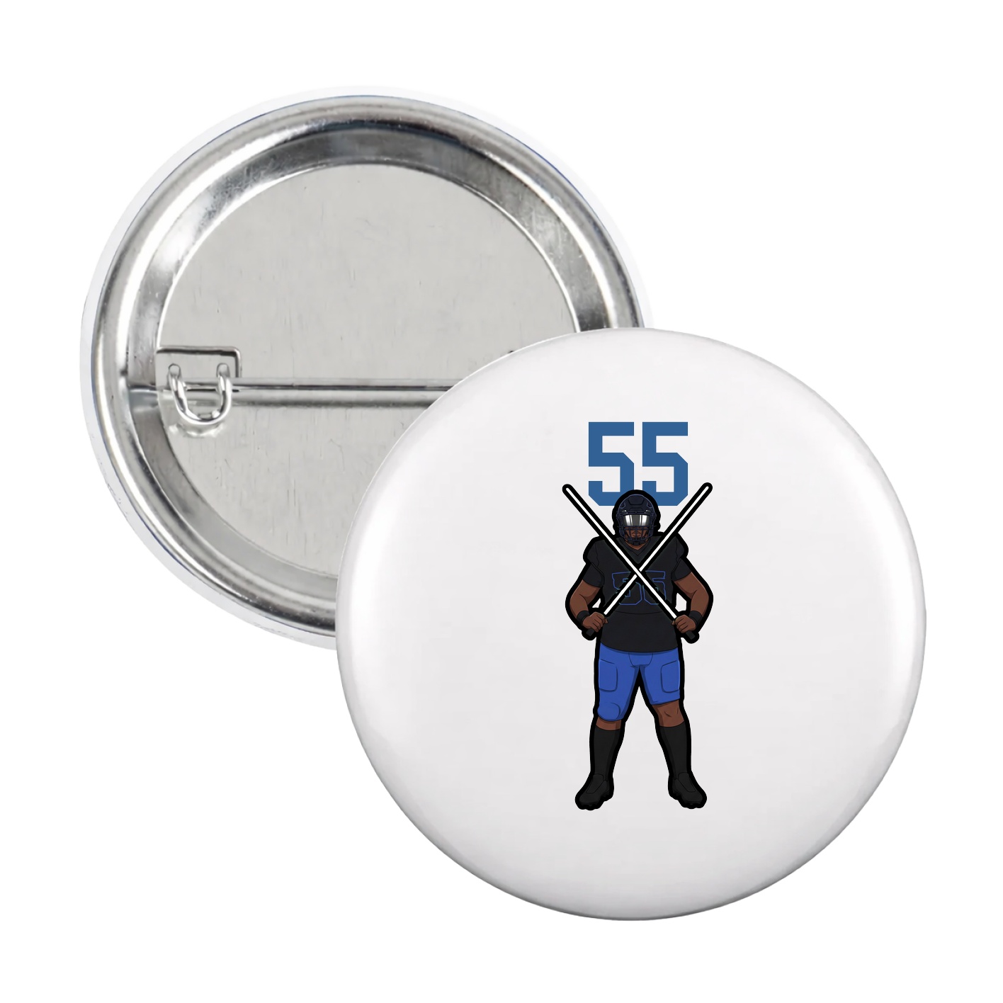 Game Day Button — Number Top in White