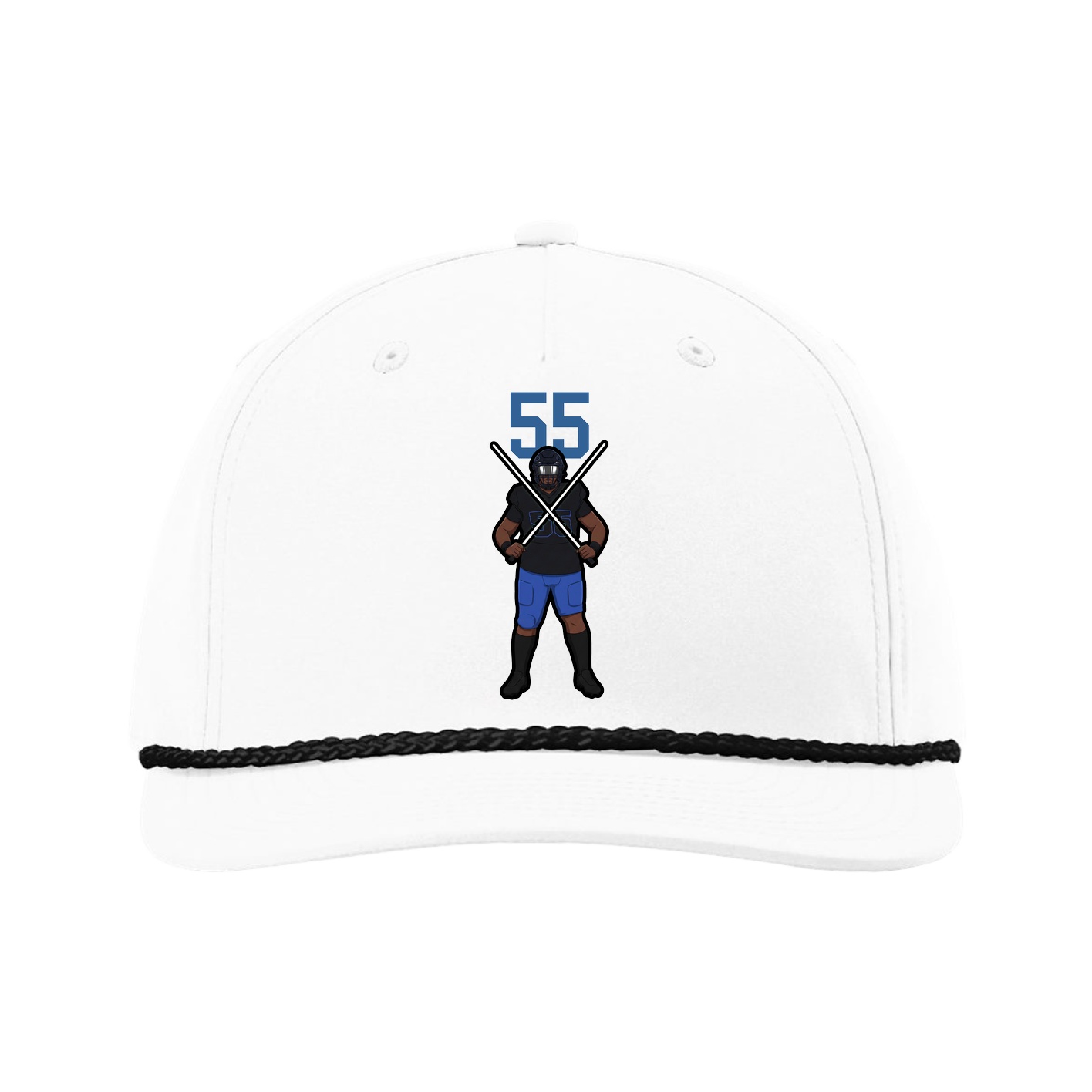 Five-Panel Classic Rope Cap — Number Top in White