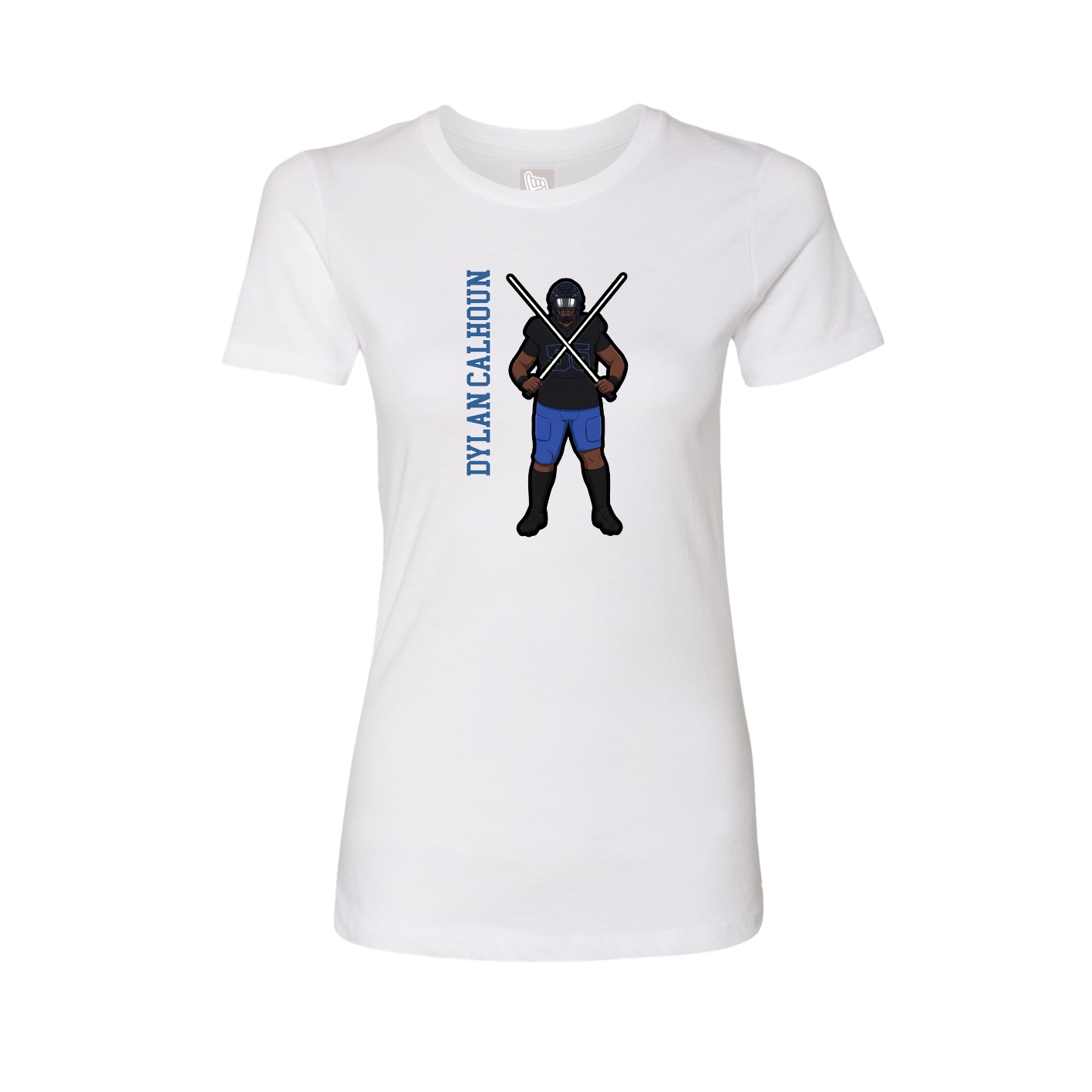 Fitted Women's Tee — Name Vertical in White