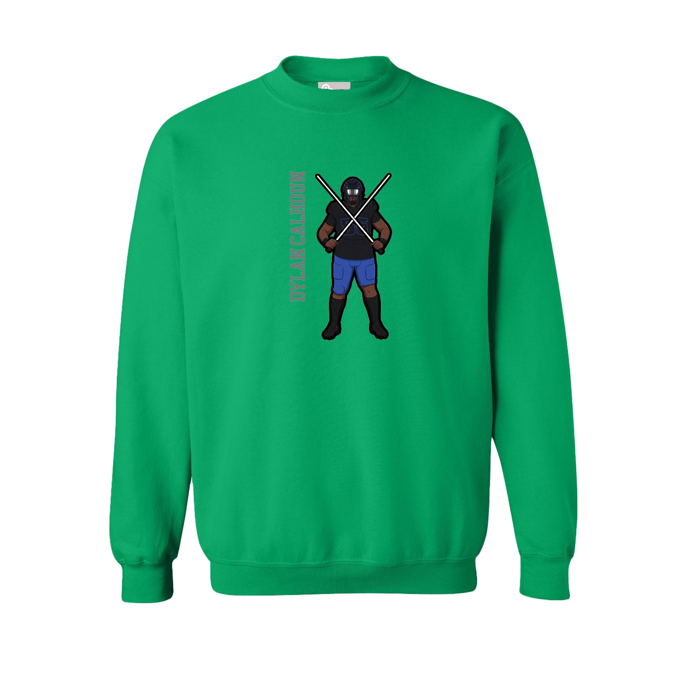 Fleece Crew — Name Vertical in Green