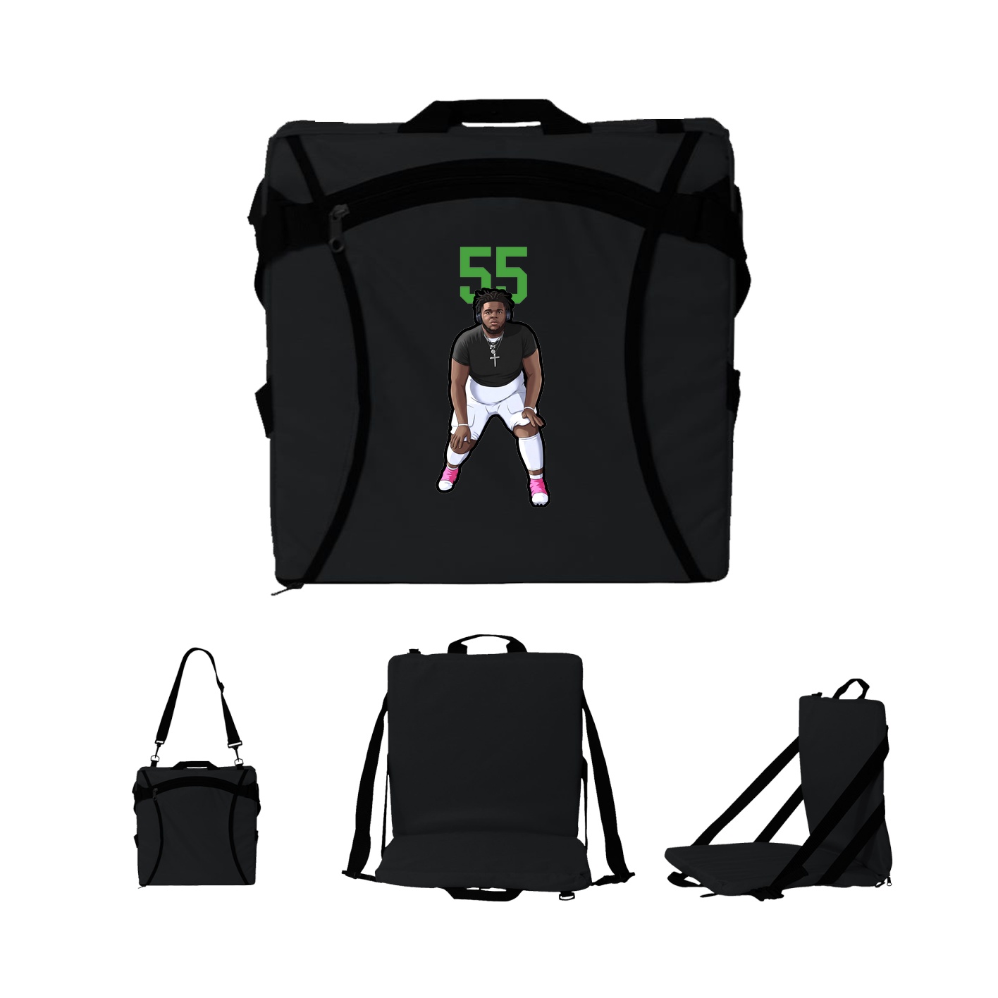 Folding Stadium Seat — Number Top in Black