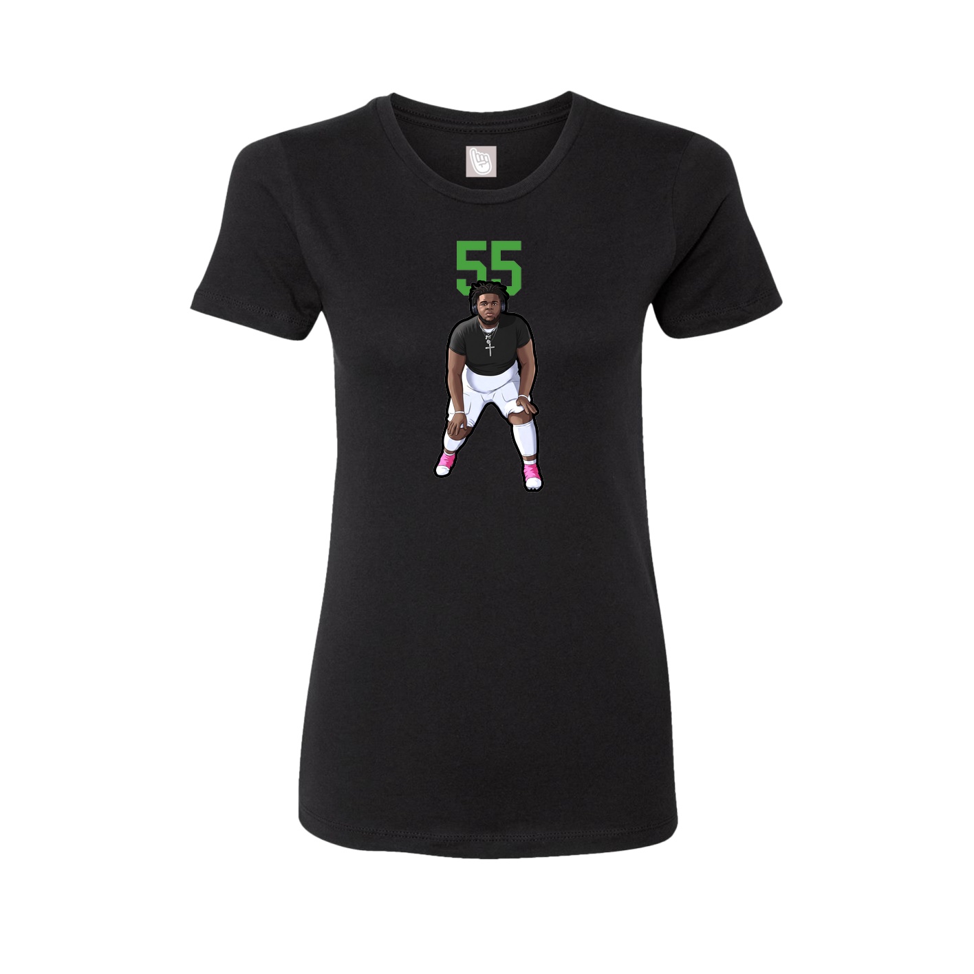 Fitted Women's Tee — Number Top in Black