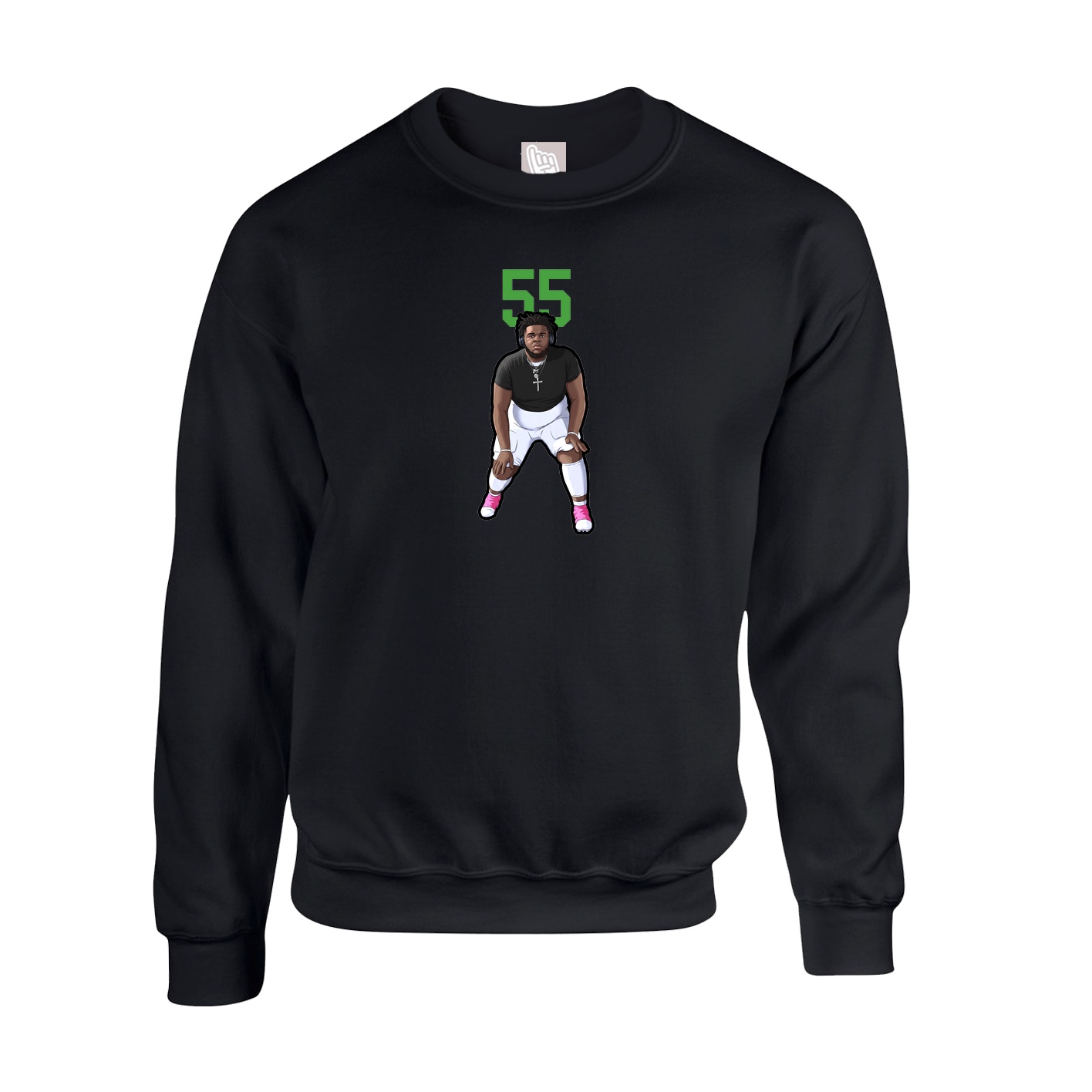 Fleece Crew — Number Top in Black