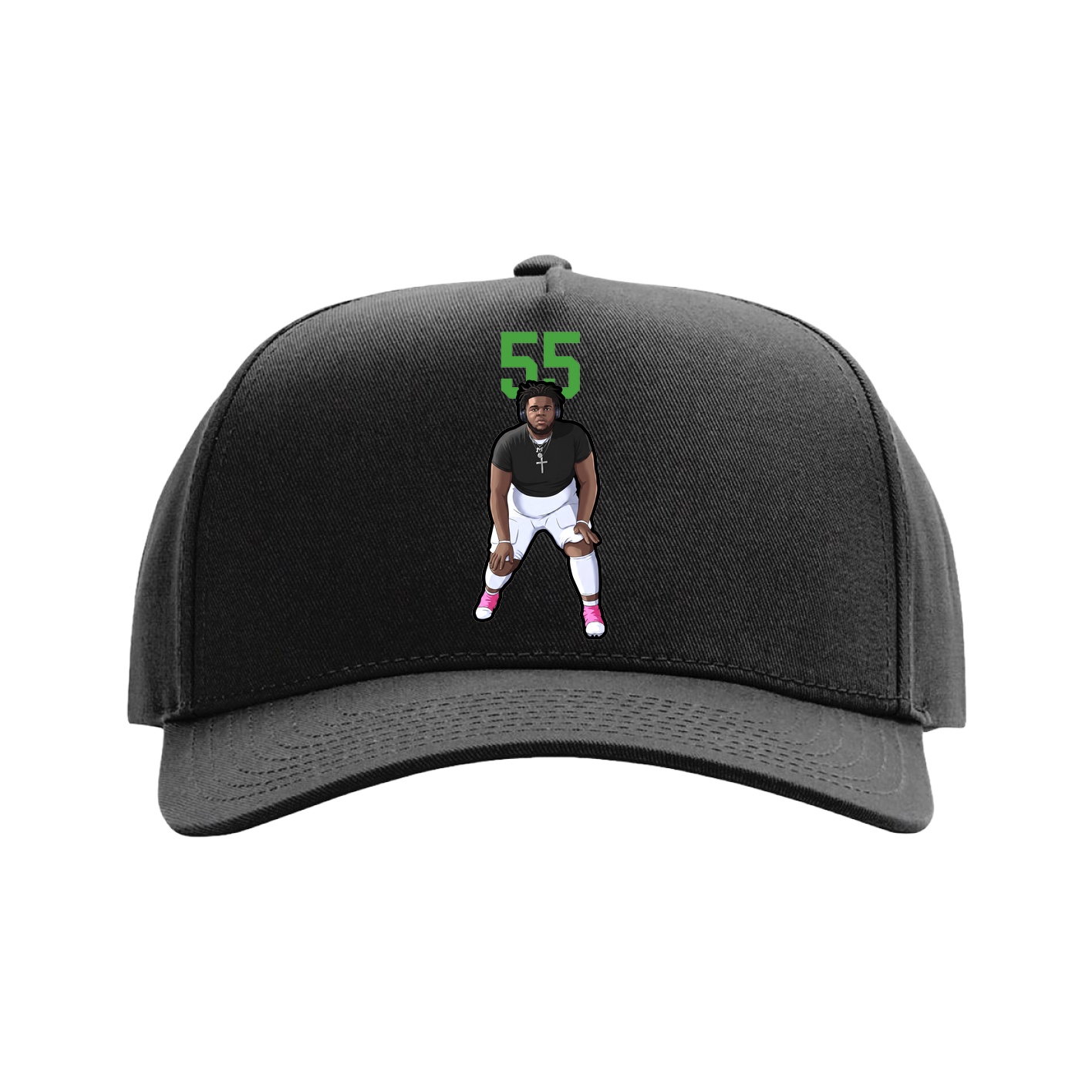 Full Fabric Five-Panel Champ Cap — Number Top in Black