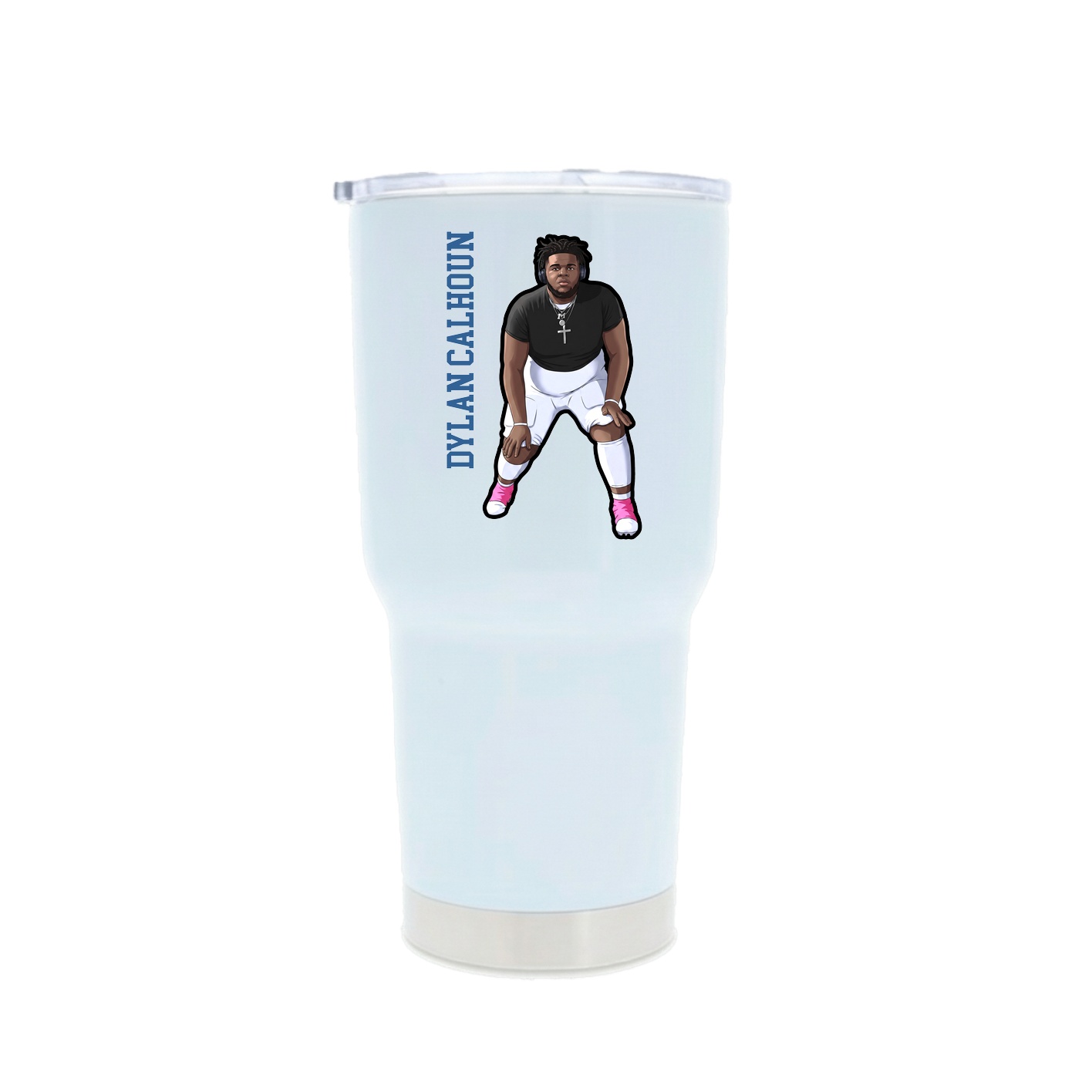 30oz Stainless Steel Tumbler — Name Vertical in White