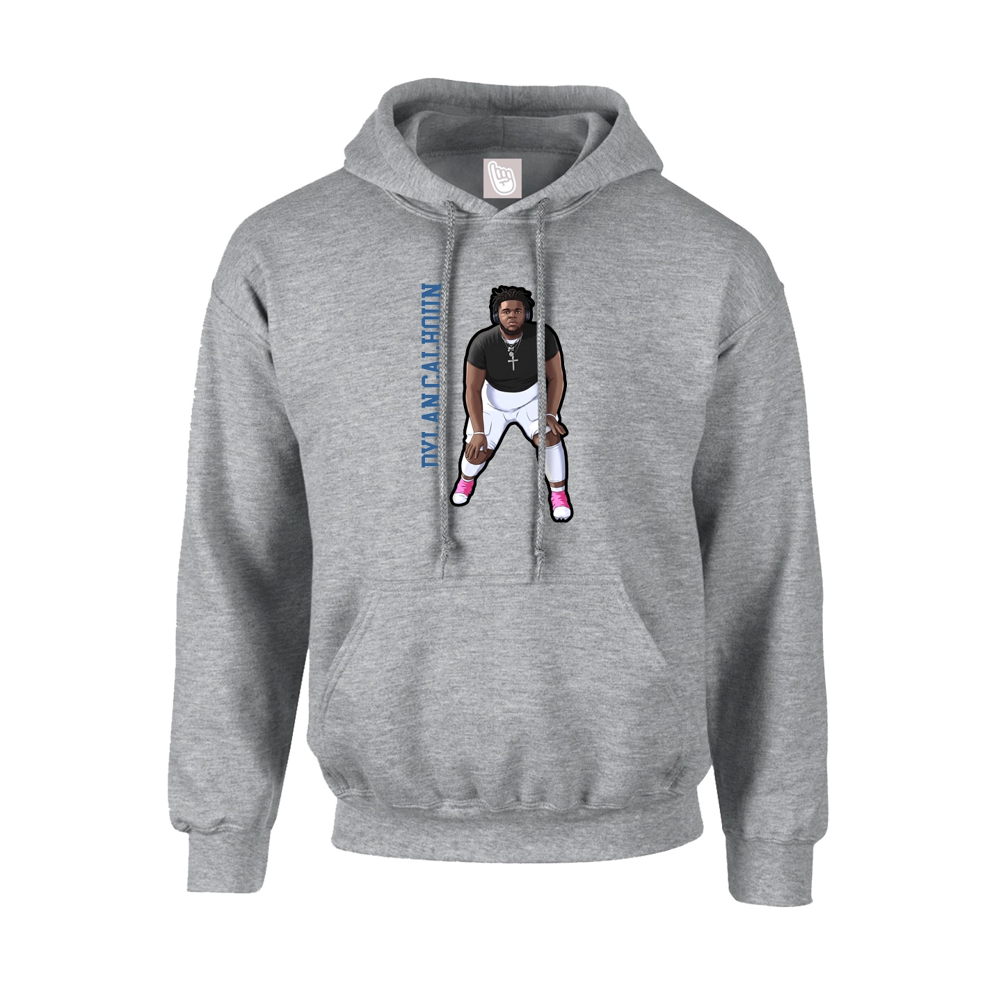 Hoodie — Name Vertical in Grey