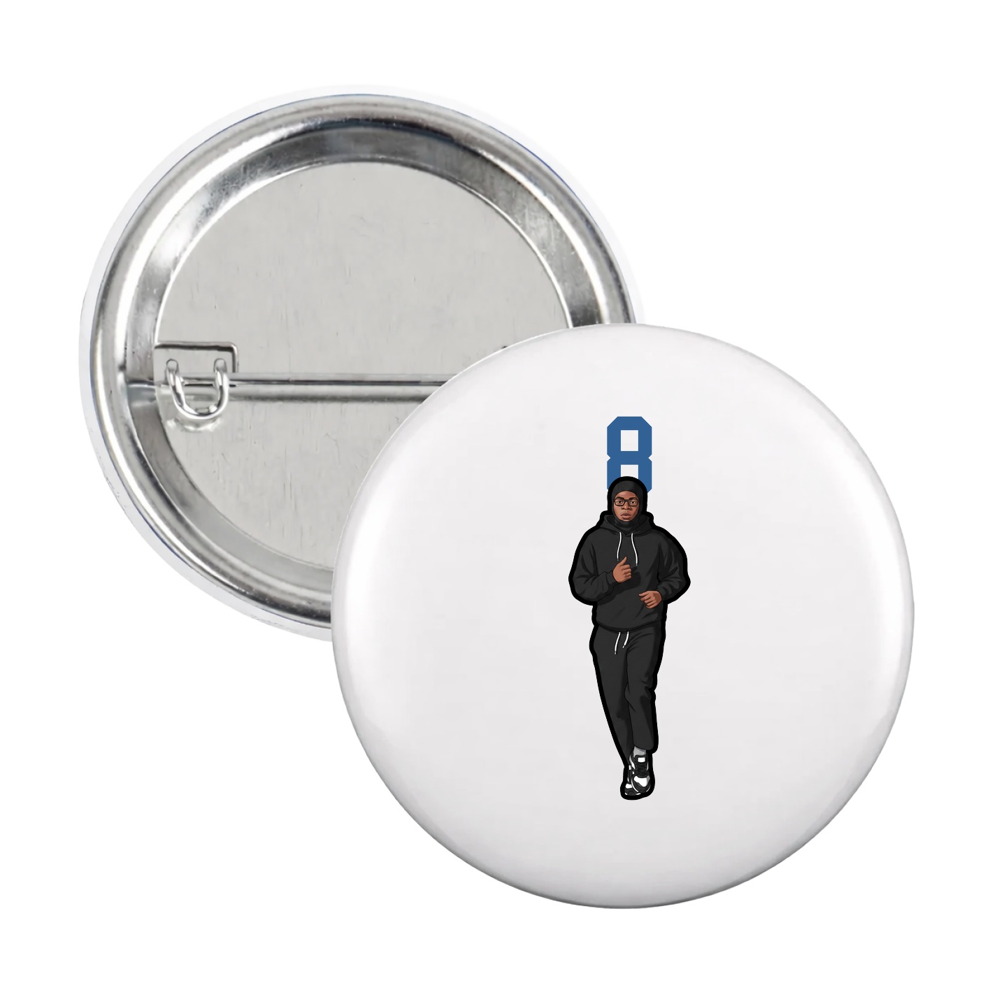 Game Day Button — Number Top in White
