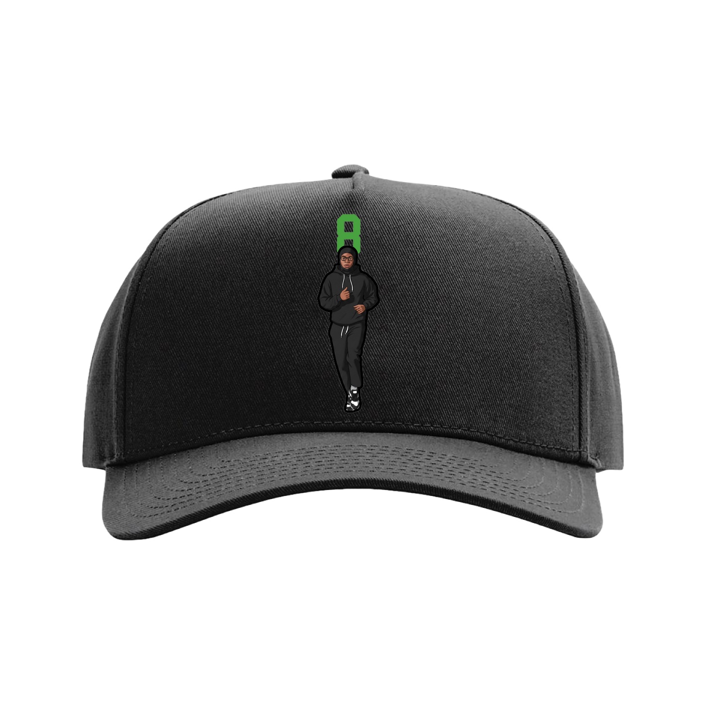 Full Fabric Five-Panel Champ Cap — Number Top in Black