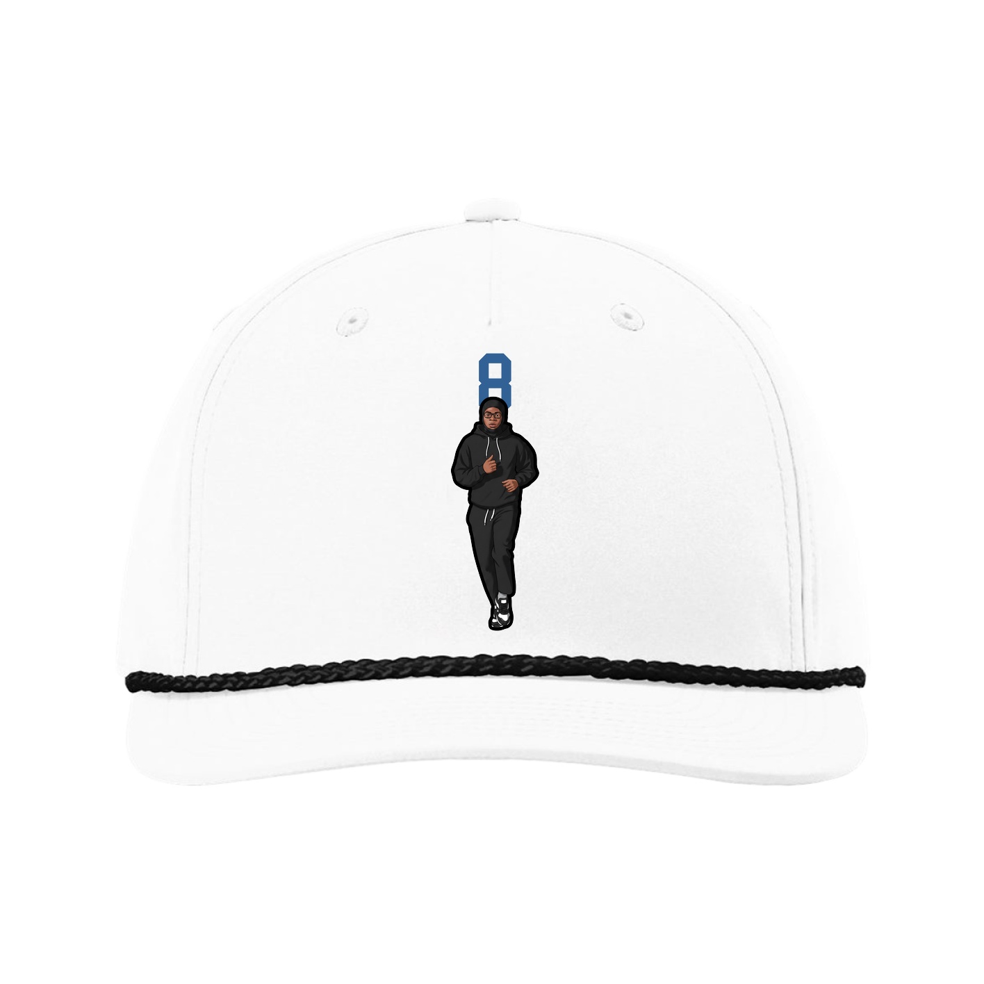 Five-Panel Classic Rope Cap — Number Top in White