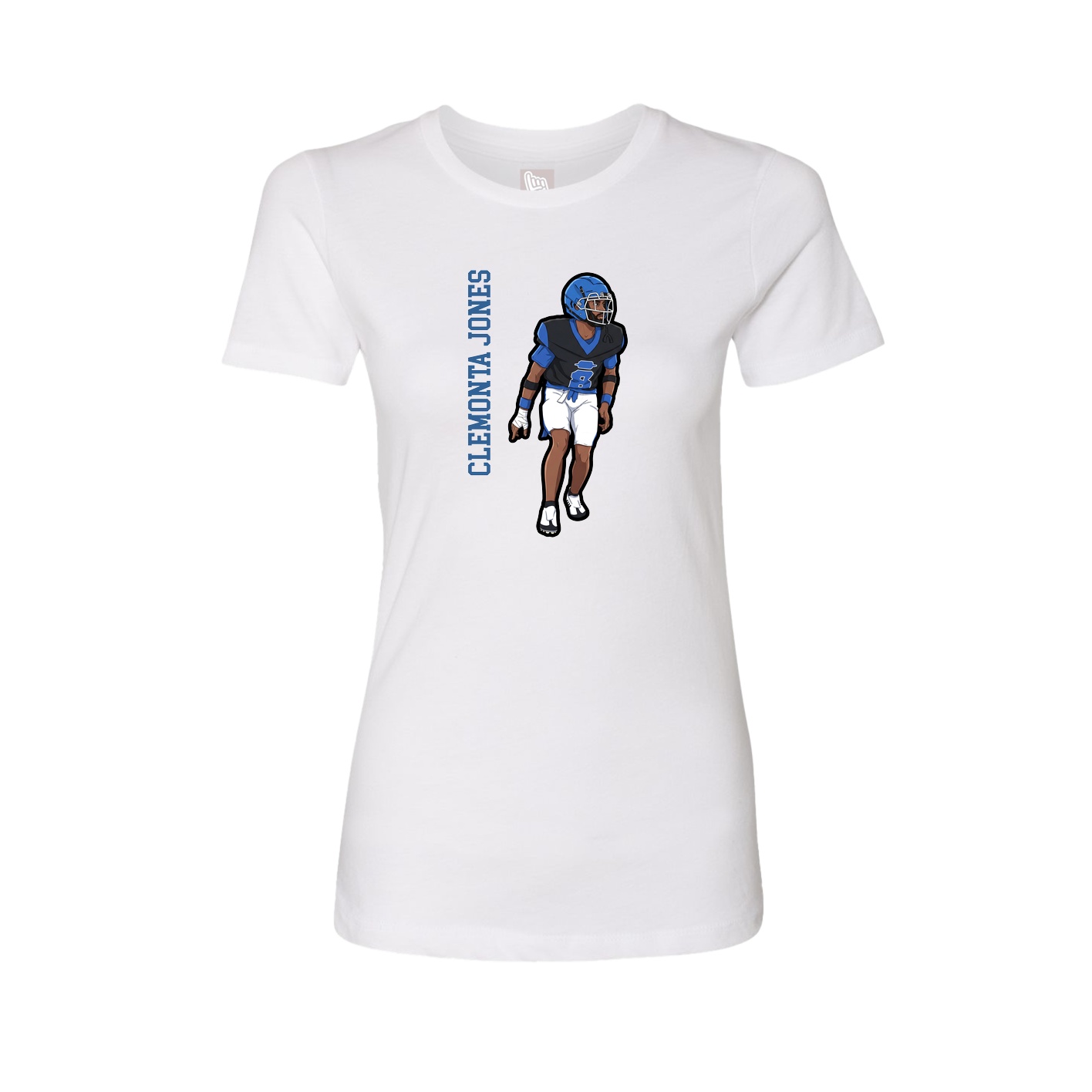 Fitted Women's Tee — Name Vertical in White