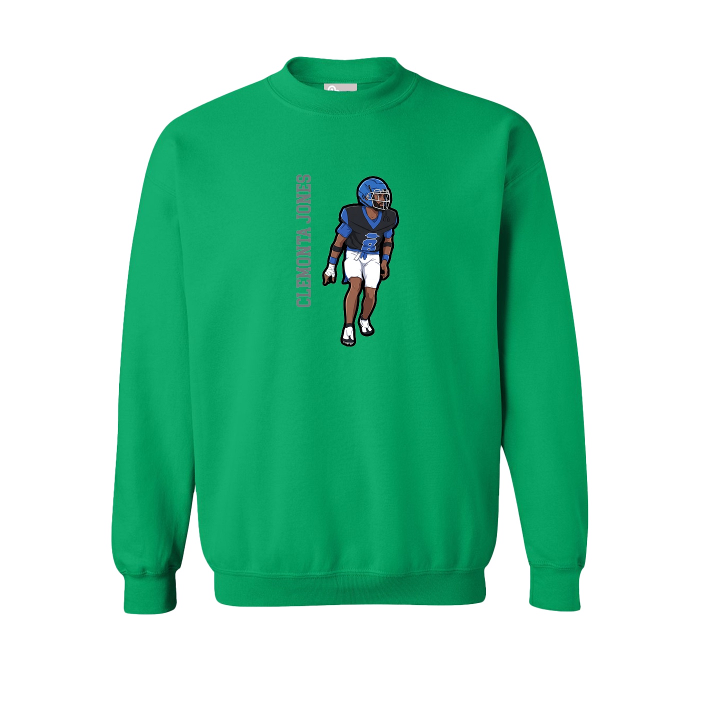 Fleece Crew — Name Vertical in Green
