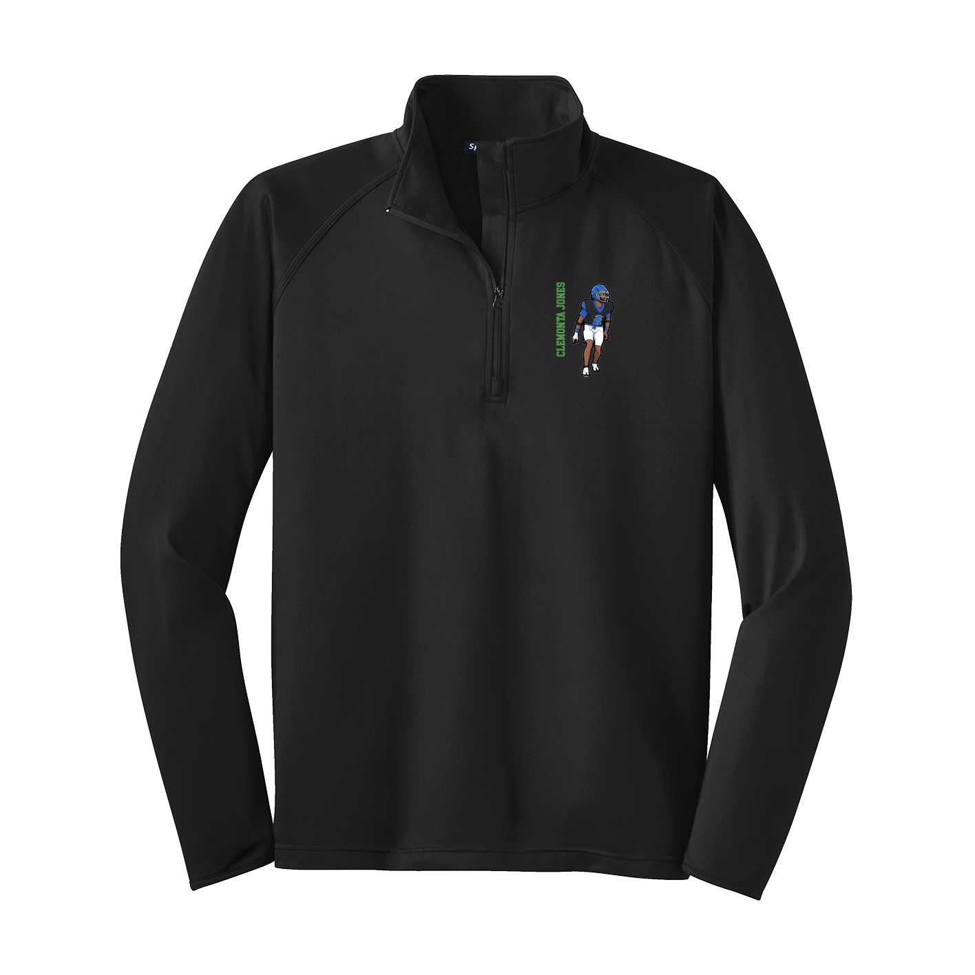 Q-Zip Pullover — Name Vertical in Black