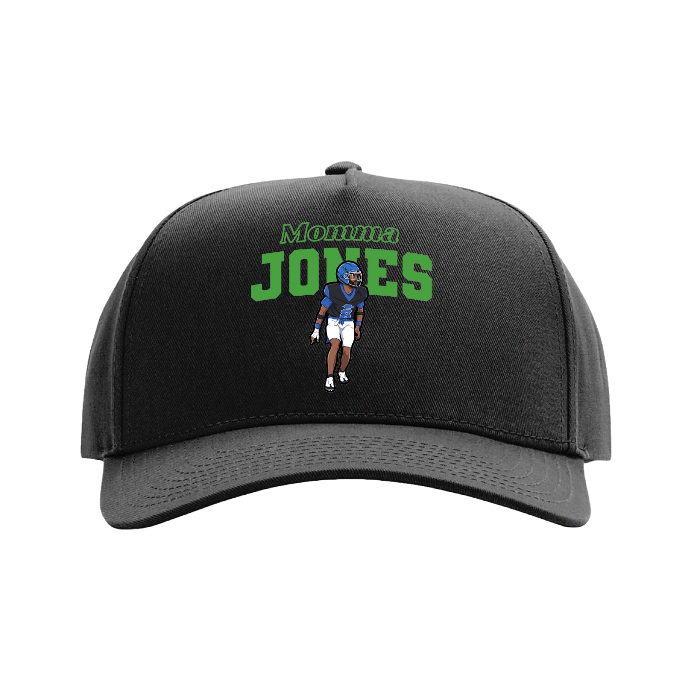 Full Fabric Five-Panel Champ Cap — Mothers Day Block in Black
