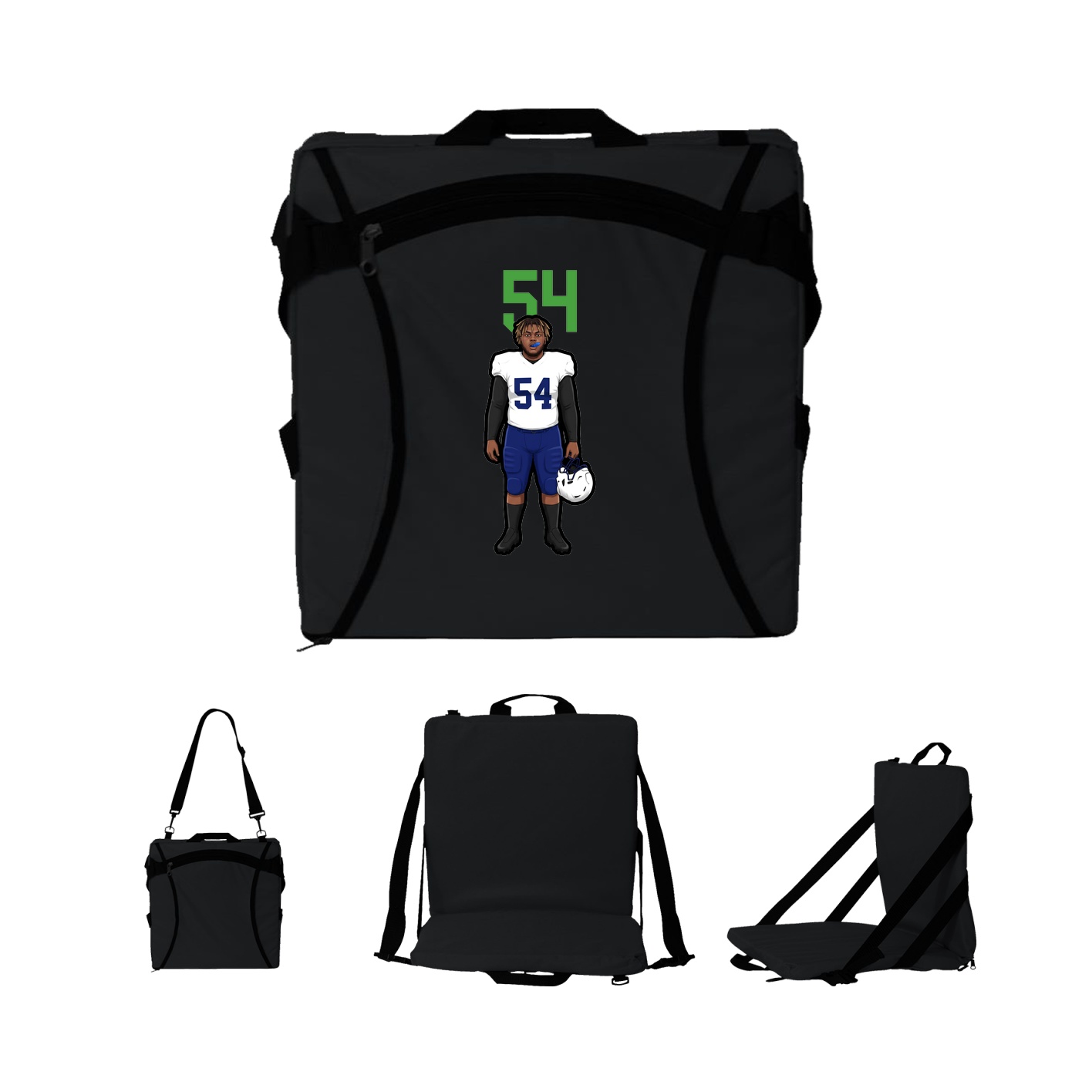 Folding Stadium Seat — Number Top in Black