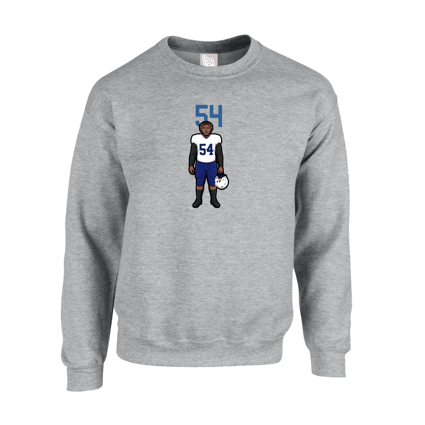 Fleece Crew — Number Top in Grey