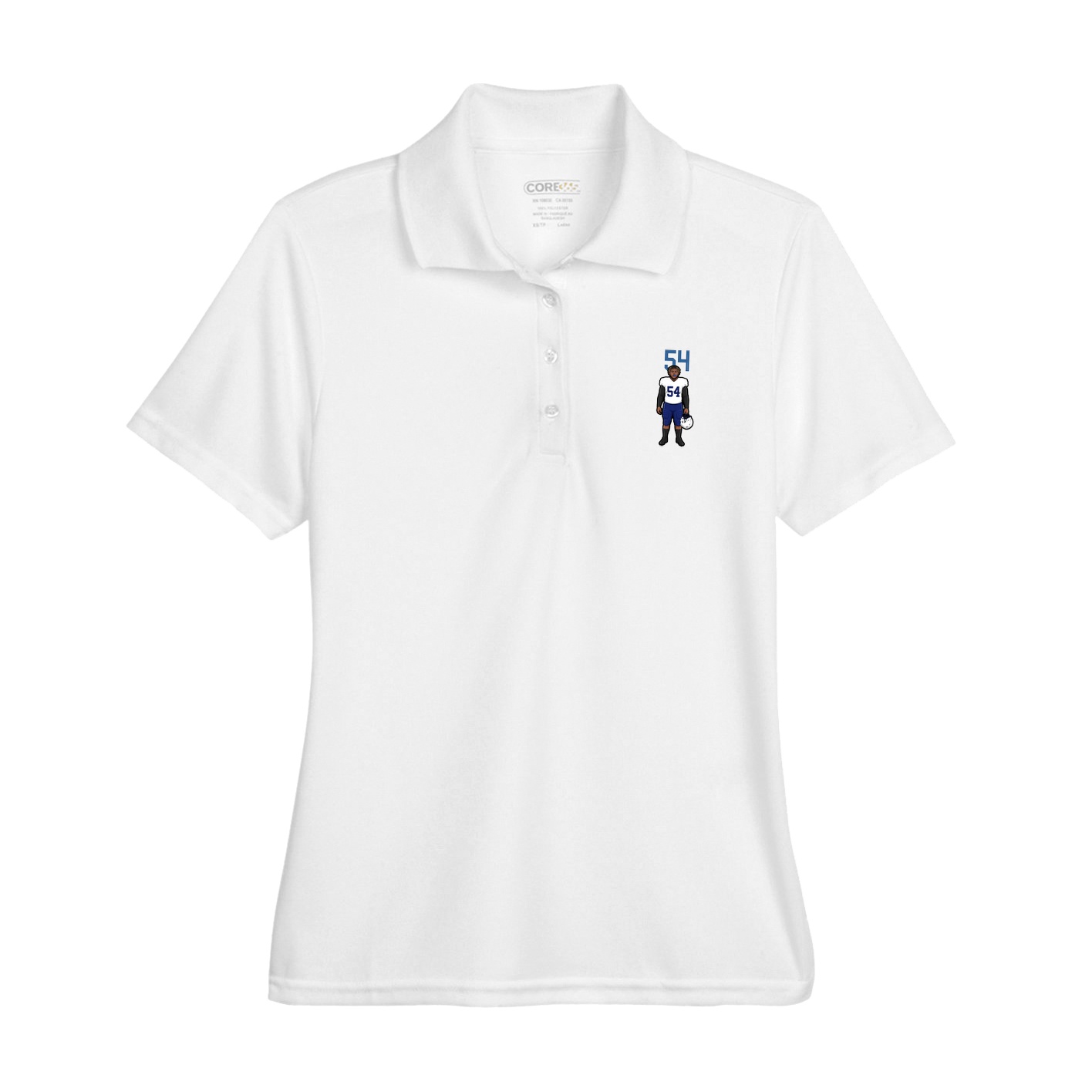 Womens Performance Polo — Number Top in White