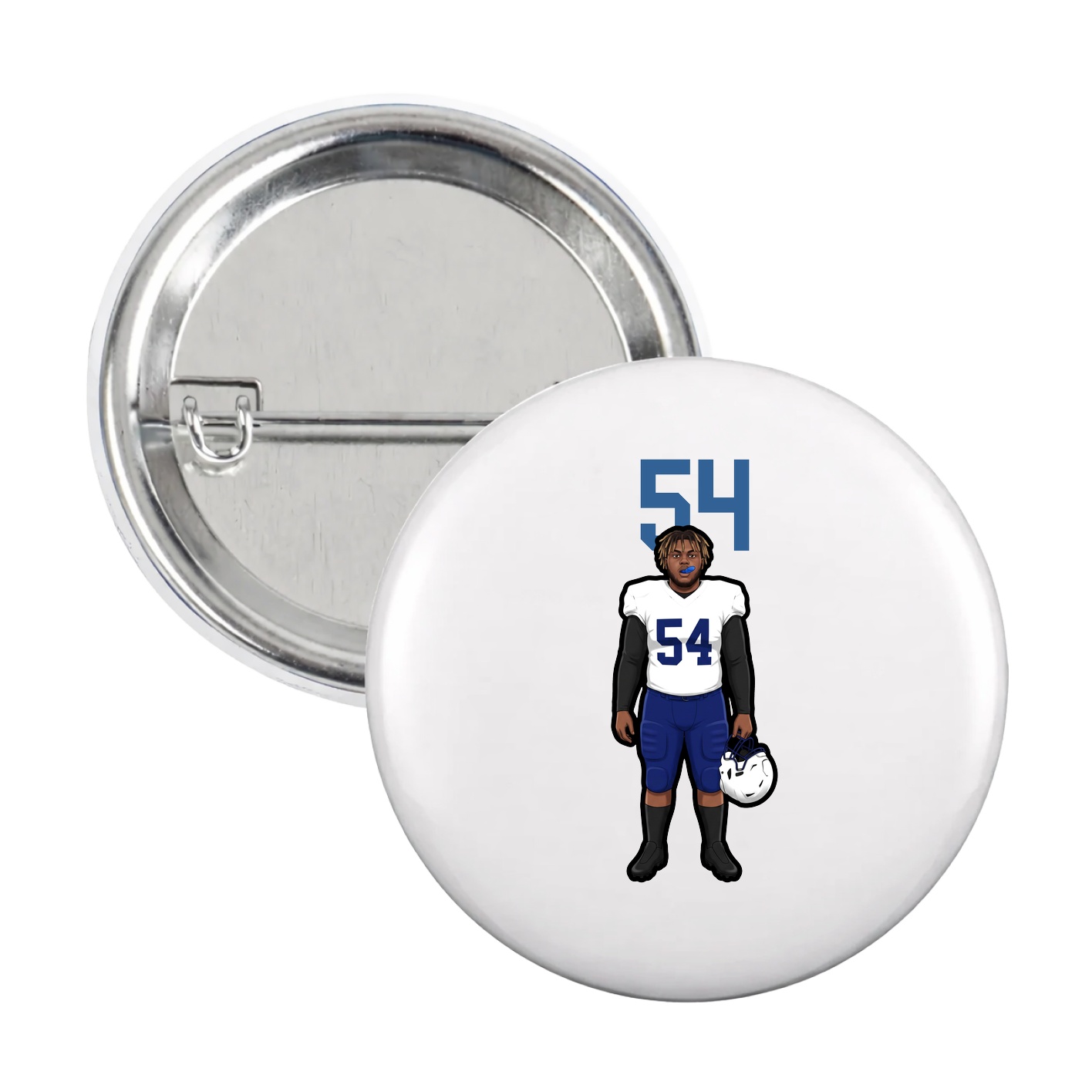 Game Day Button — Number Top in White