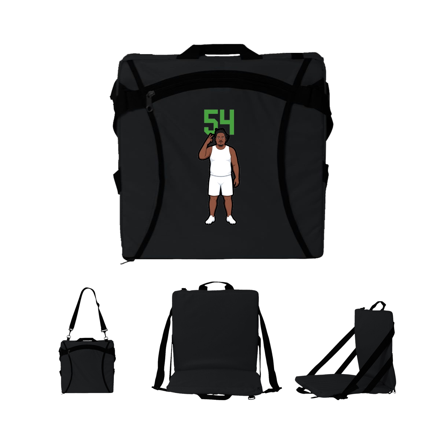 Folding Stadium Seat — Number Top in Black