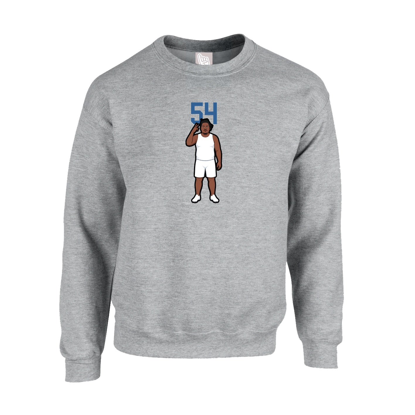 Fleece Crew — Number Top in Grey