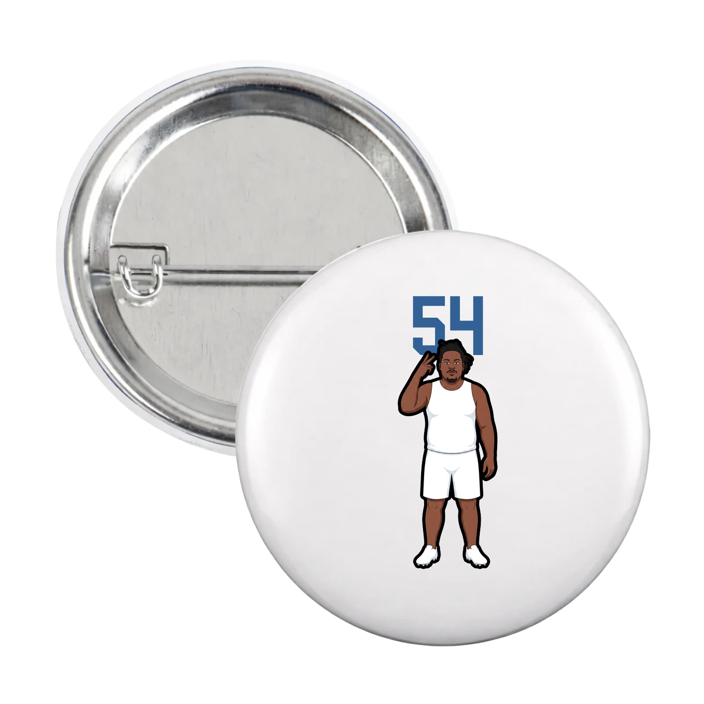 Game Day Button — Number Top in White