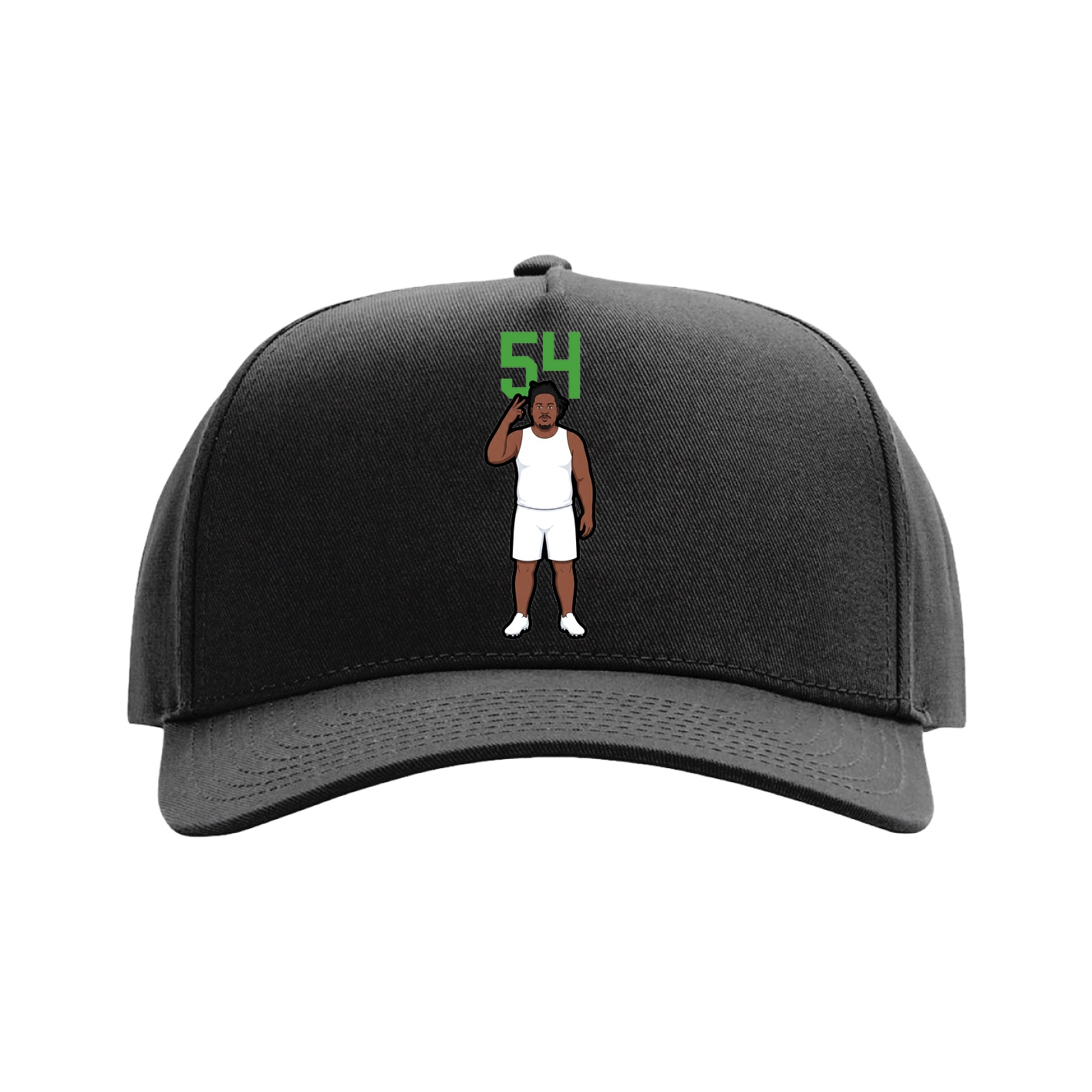Full Fabric Five-Panel Champ Cap — Number Top in Black
