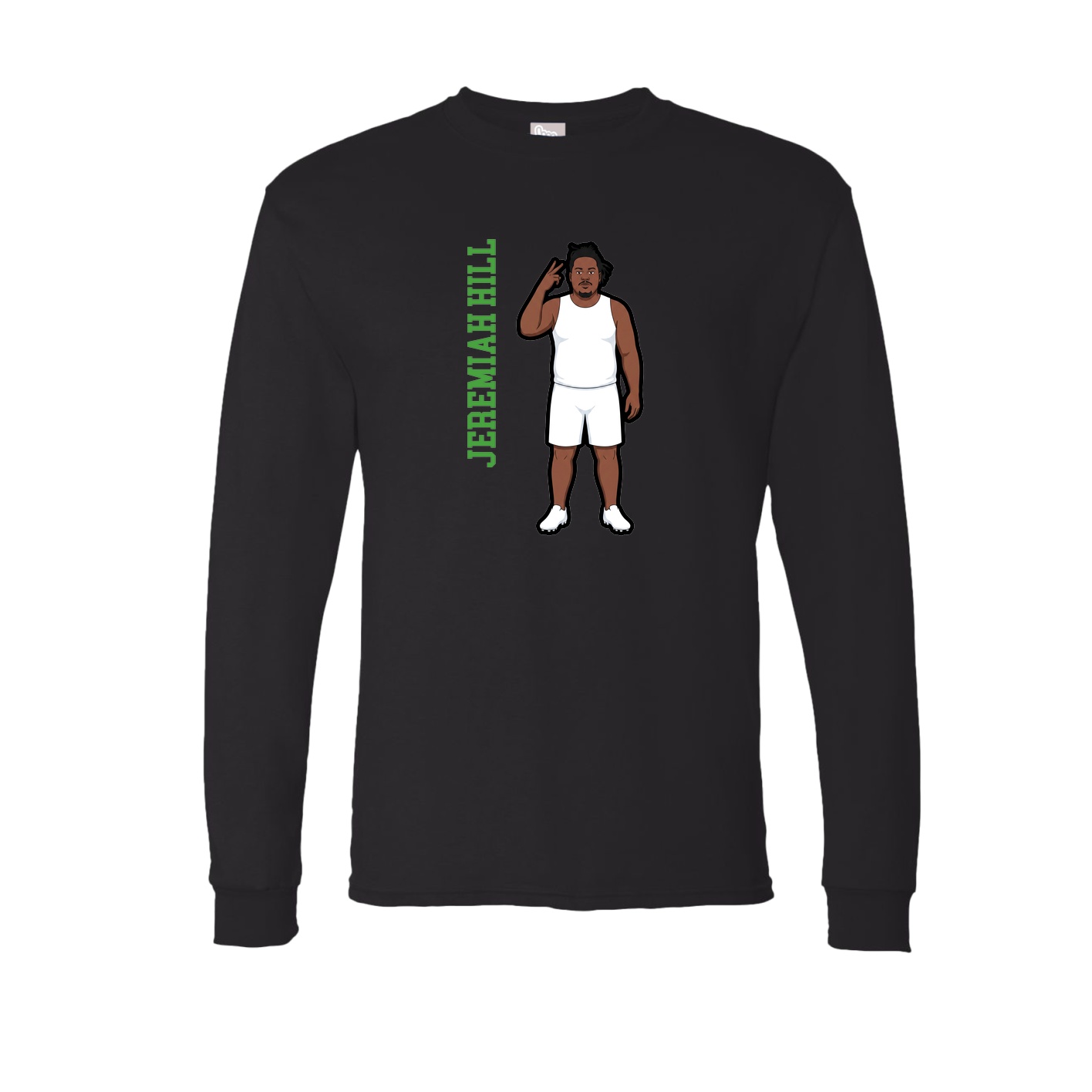 Long Sleeve Tee — Name Vertical in Black