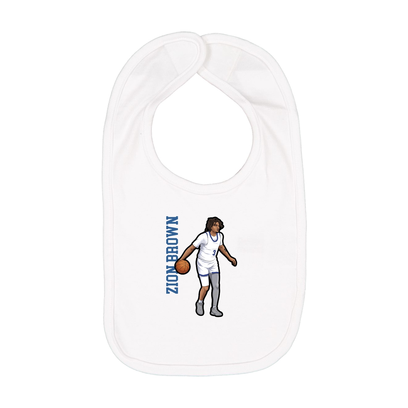 Infant Bib — Name Vertical in White