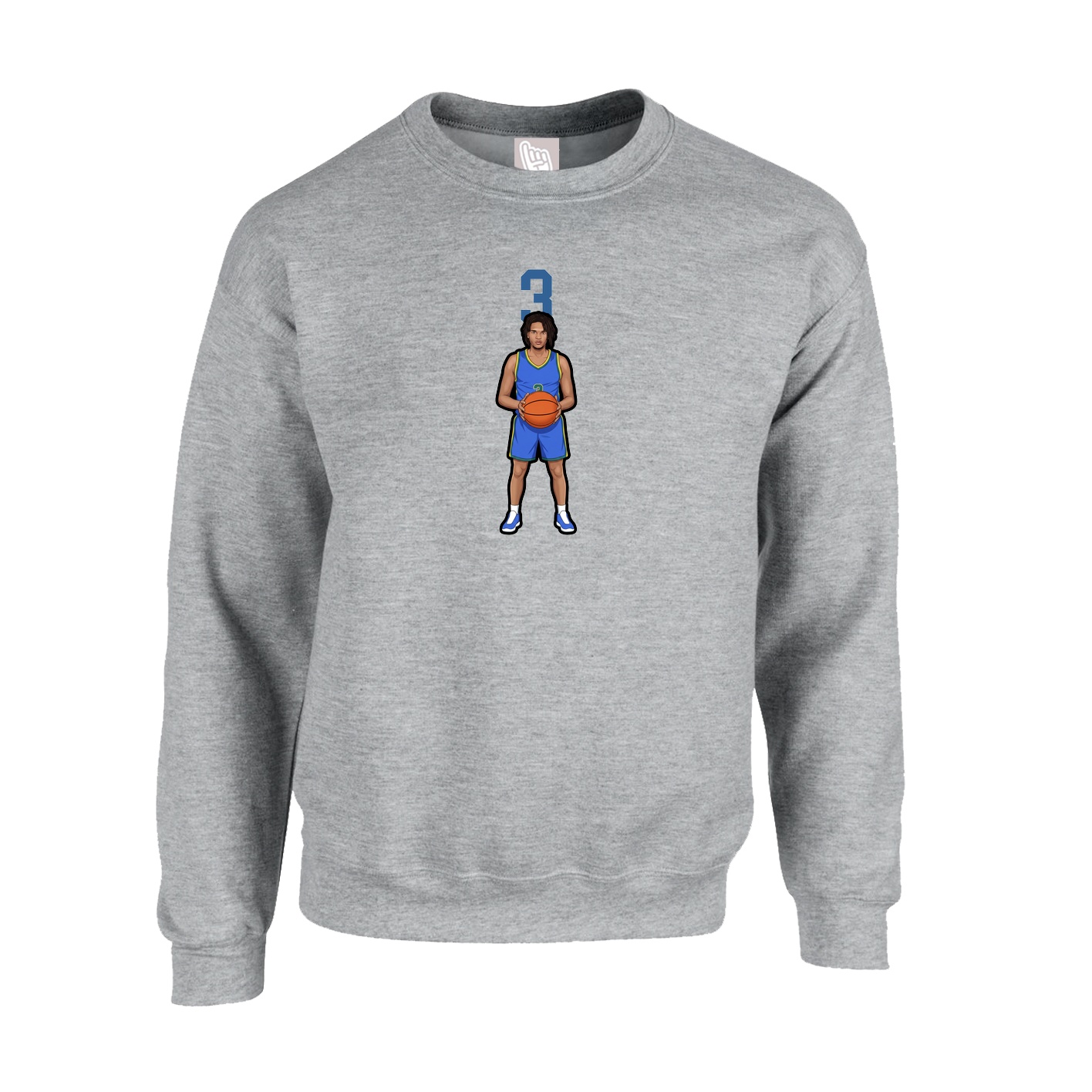 Fleece Crew — Number Top in Grey