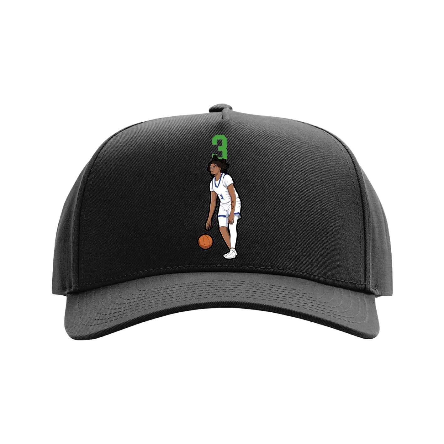 Full Fabric Five-Panel Champ Cap — Number Top in Black