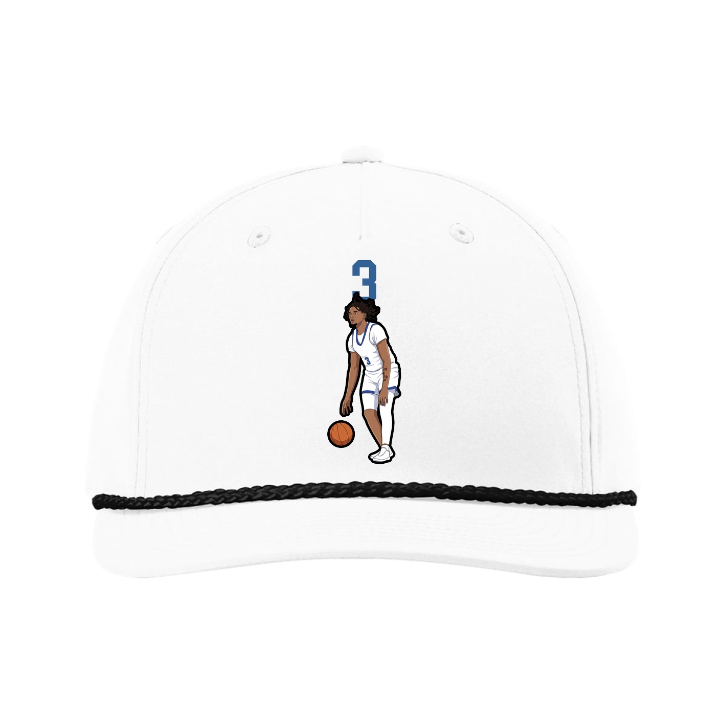 Five-Panel Classic Rope Cap — Number Top in White