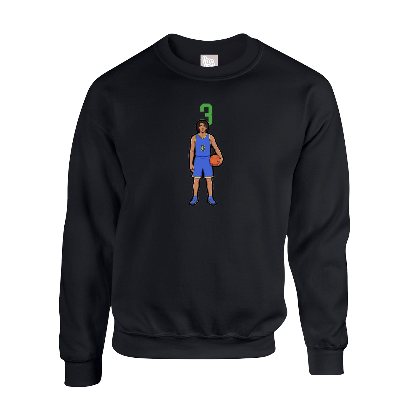 Fleece Crew — Number Top in Black