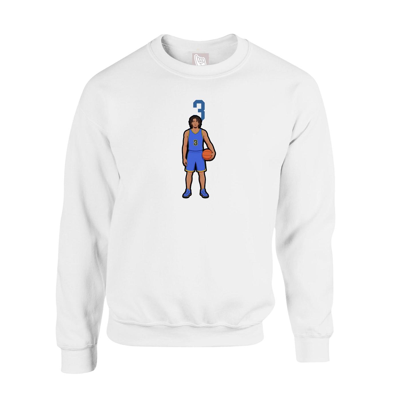 Fleece Crew — Number Top in White
