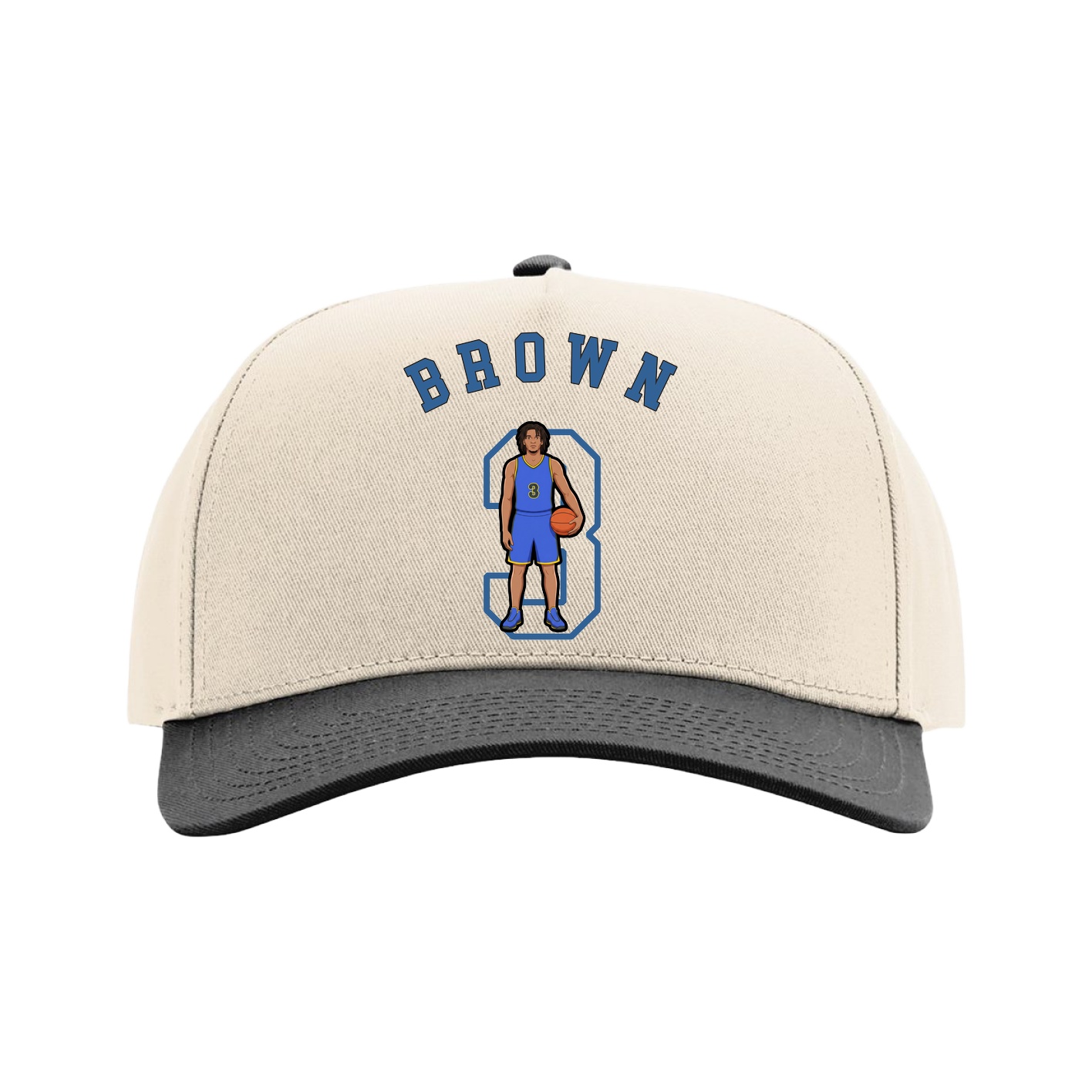 Full Fabric Five-Panel Champ Cap — Shirsey Arch in Cream/Black
