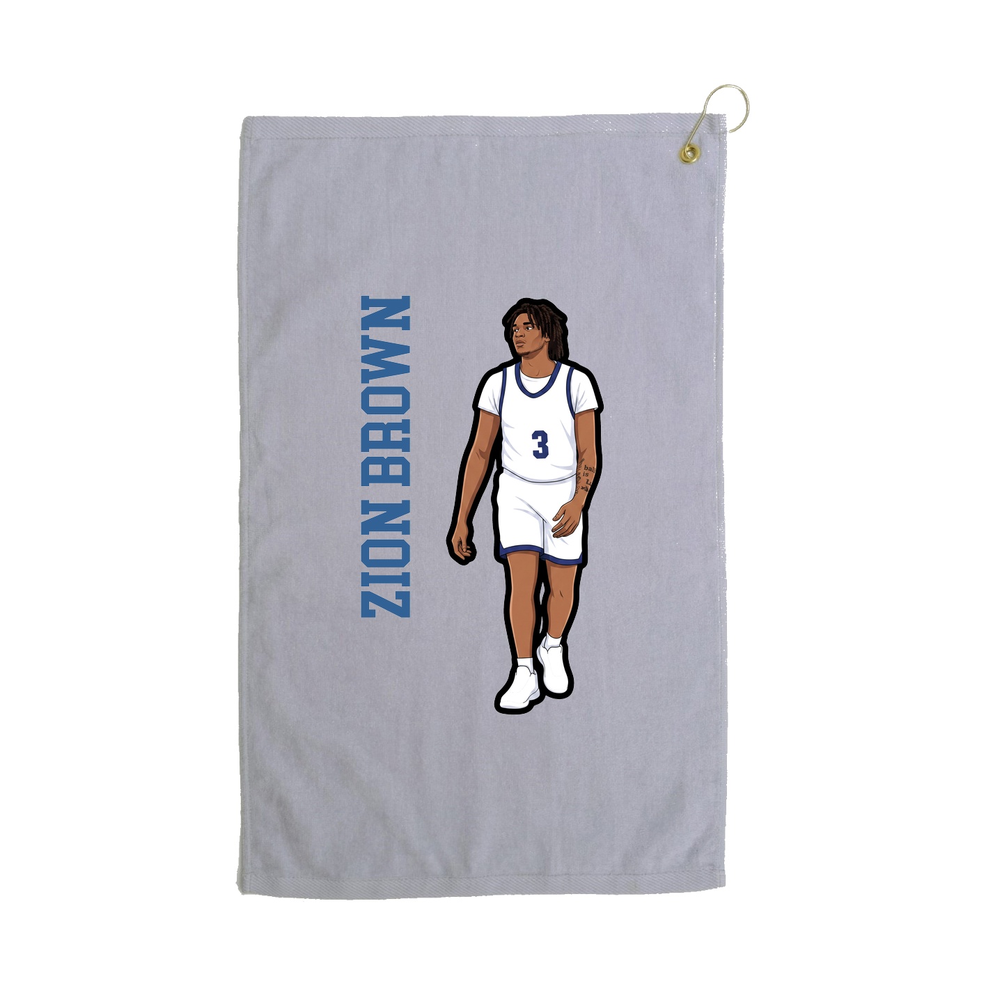 Golf Towel — Name Vertical in Grey